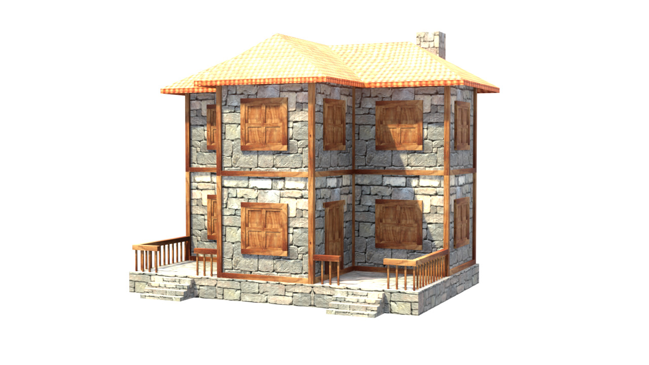 medieval house low poly village town residential house  62 Low-poly 3D model_3
