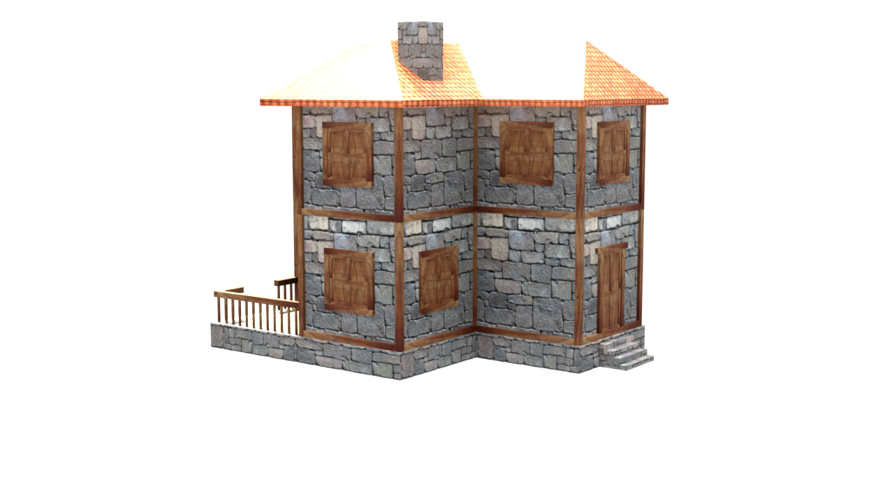 medieval house low poly village town residential house  62 Low-poly 3D model_7