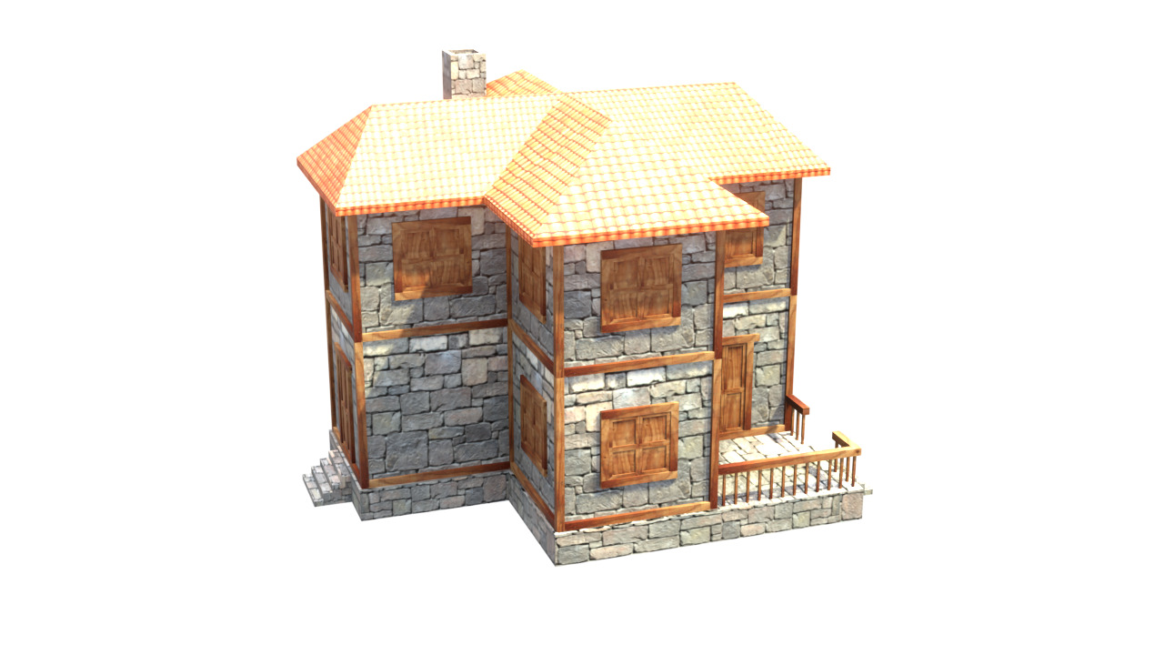 medieval house low poly village town residential house  62 Low-poly 3D model_11