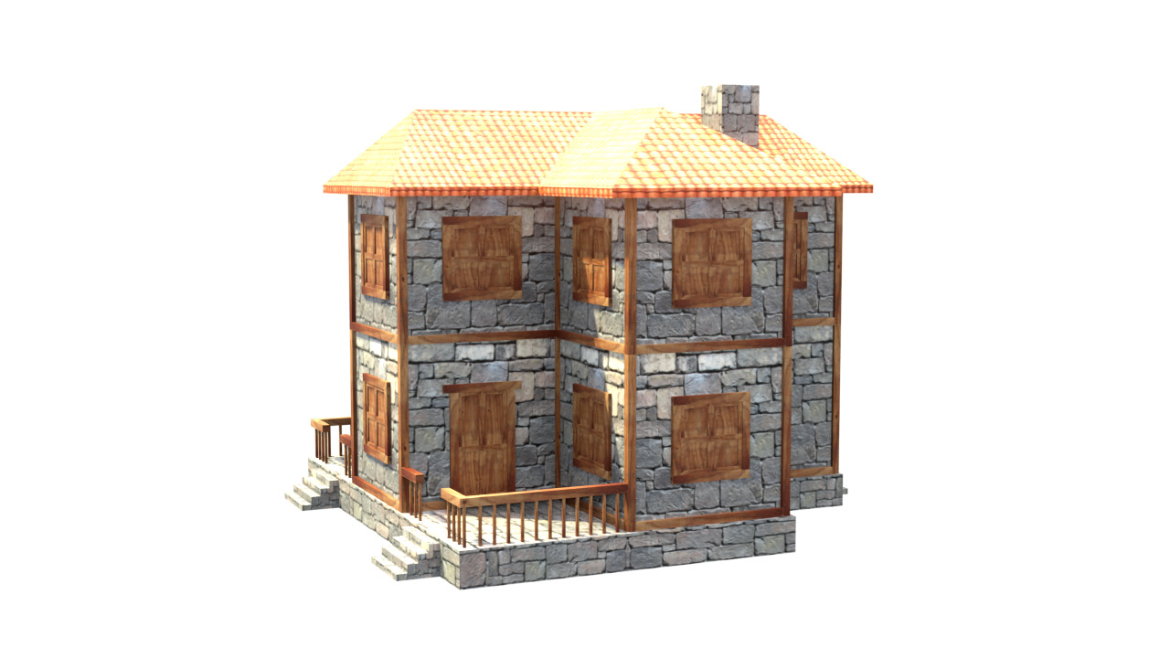 medieval house low poly village town residential house  62 Low-poly 3D model_5