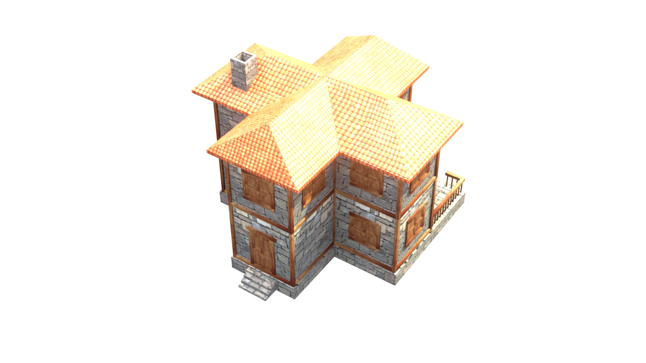 medieval house low poly village town residential house  62 Low-poly 3D model_14