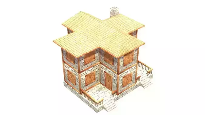 medieval house low poly village town residential house  62 Low-poly 3D model