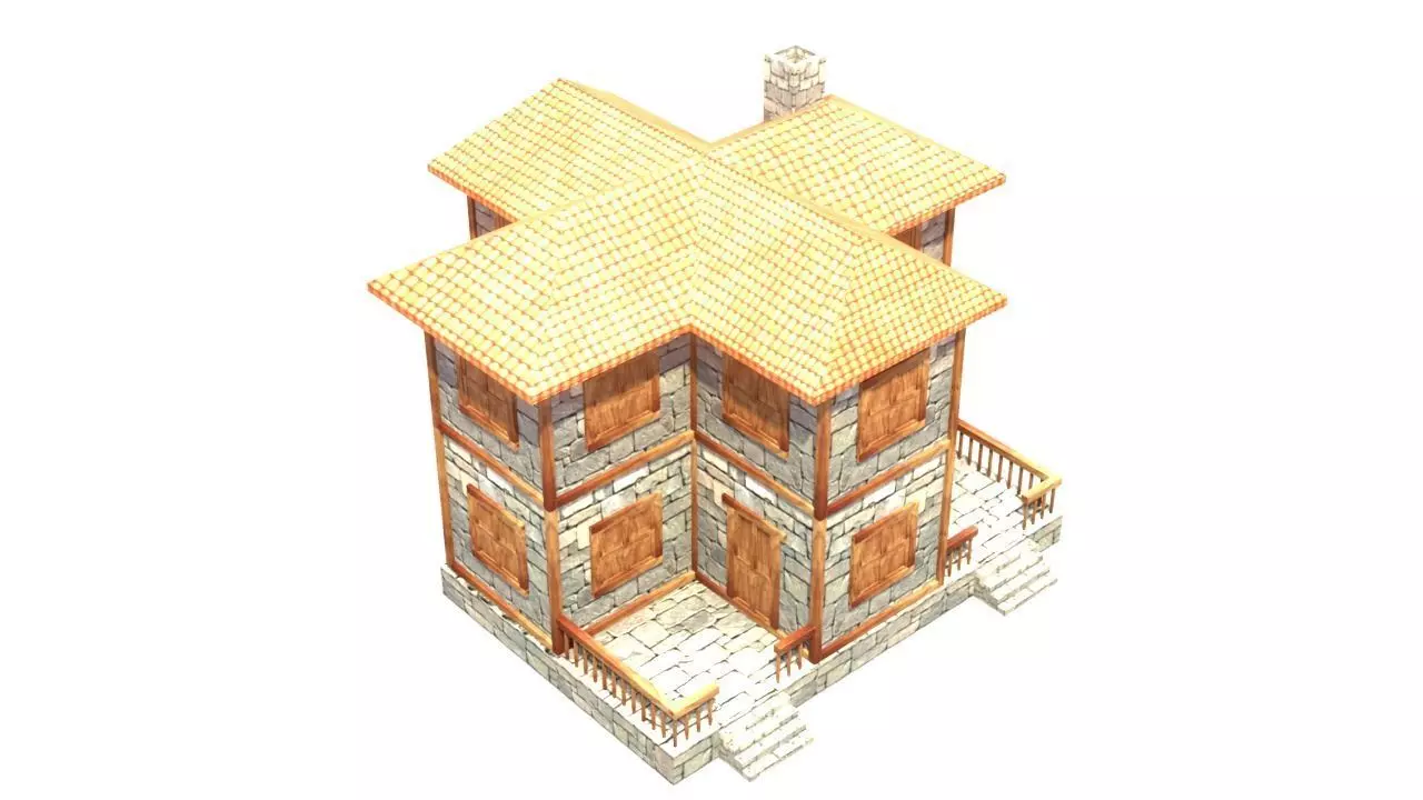 medieval house low poly village town residential house  62 Low-poly 3D model_0
