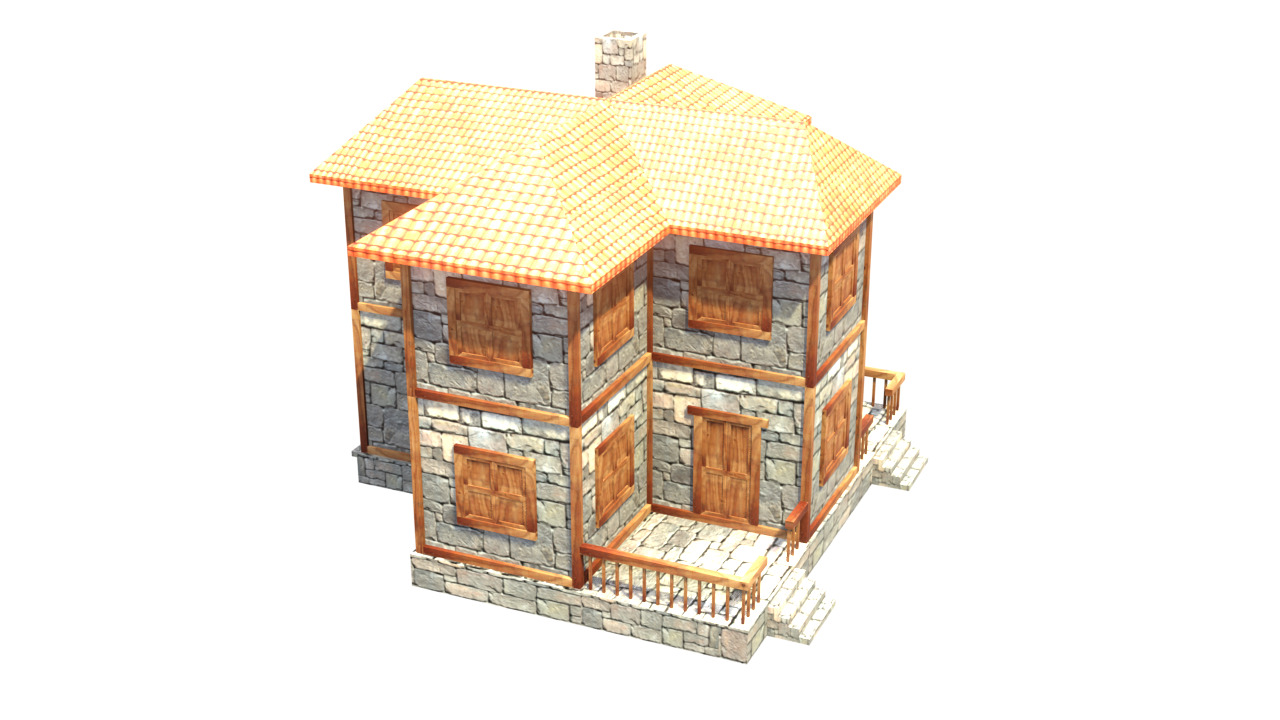 medieval house low poly village town residential house  62 Low-poly 3D model_12