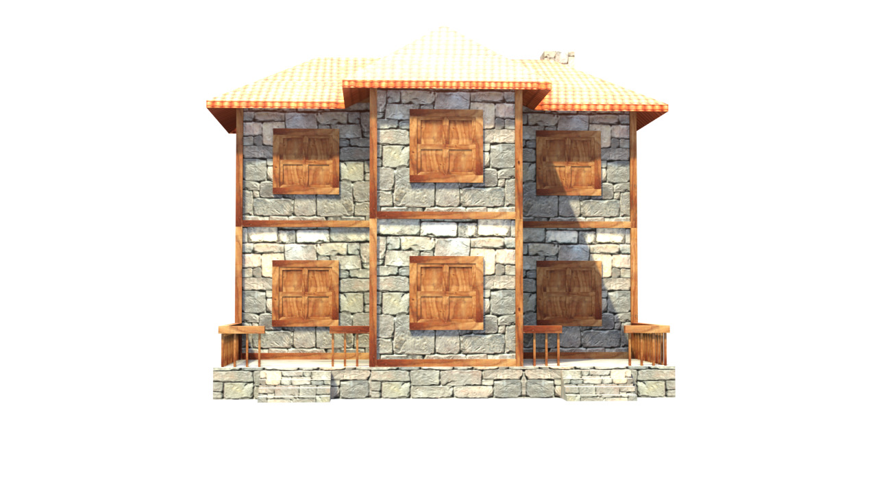 medieval house low poly village town residential house  62 Low-poly 3D model_2