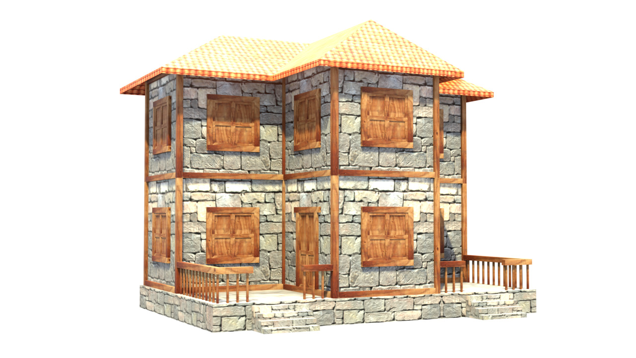 medieval house low poly village town residential house  62 Low-poly 3D model_1