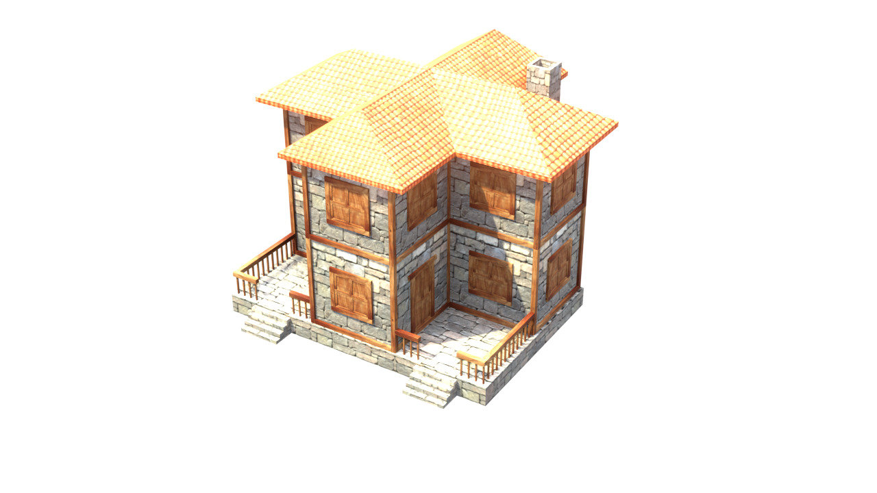 medieval house low poly village town residential house  62 Low-poly 3D model_16