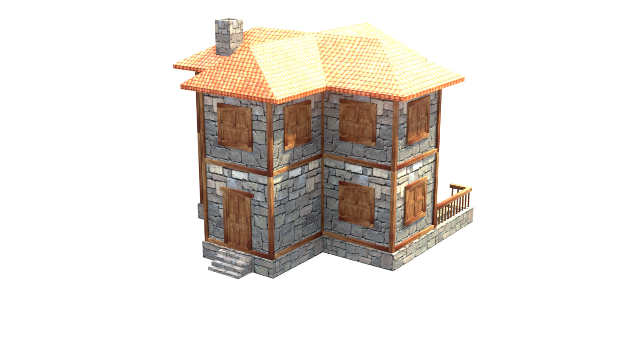 medieval house low poly village town residential house  62 Low-poly 3D model_10