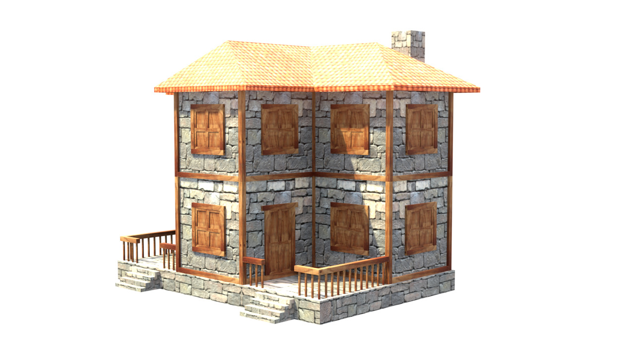 medieval house low poly village town residential house  62 Low-poly 3D model_4