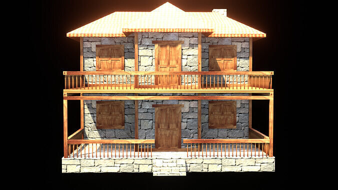 medieval house low poly village town residential house  112 Low-poly 3D model 3