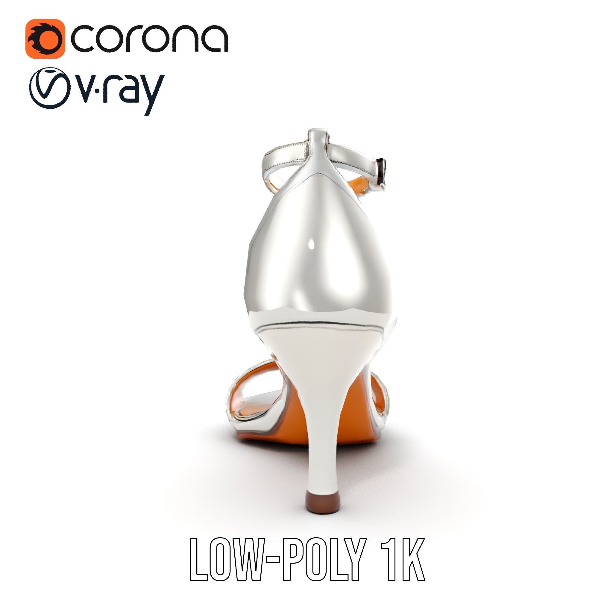 Silver High Heel Sandal D Model Pack Low-poly 3D model_23