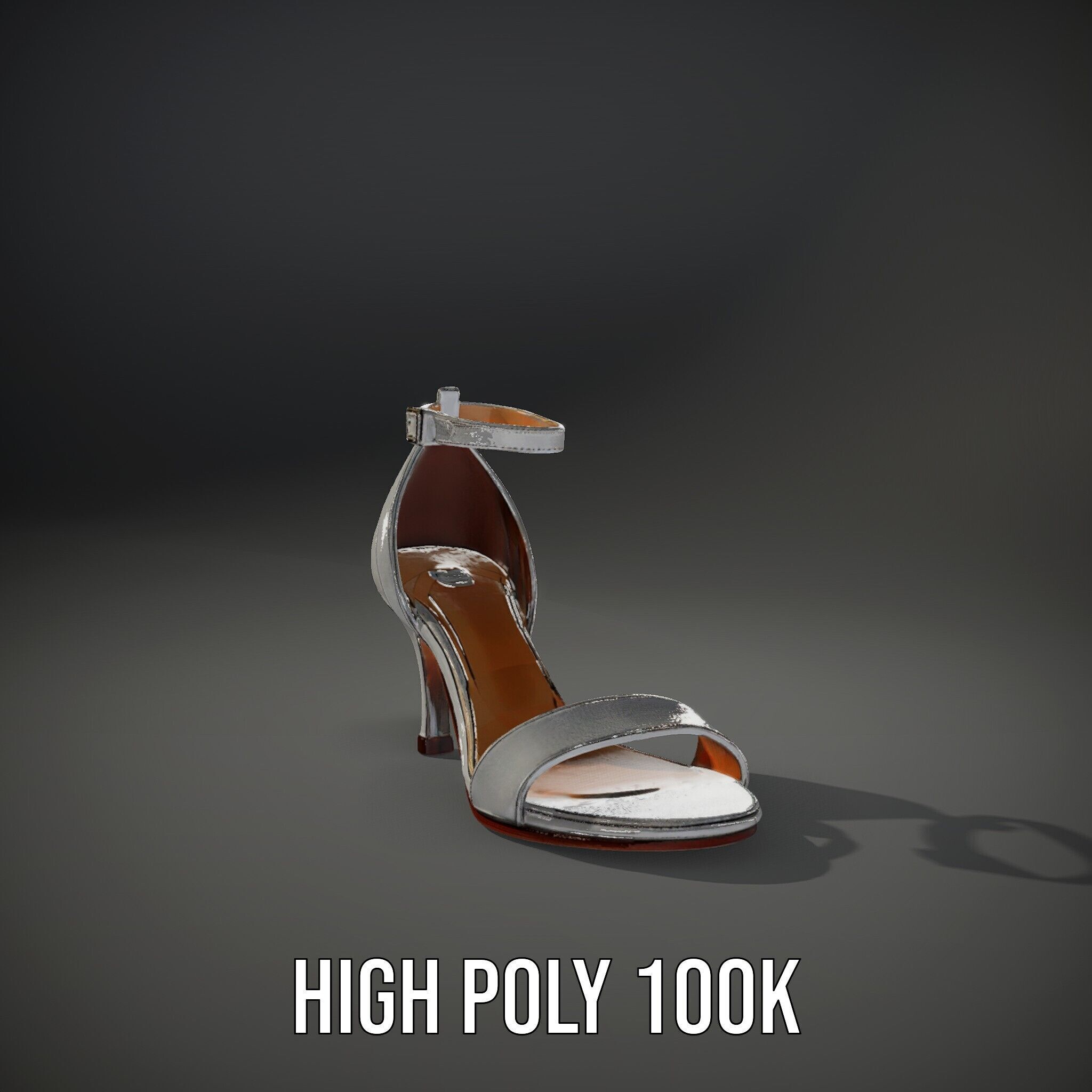 Silver High Heel Sandal D Model Pack Low-poly 3D model_11