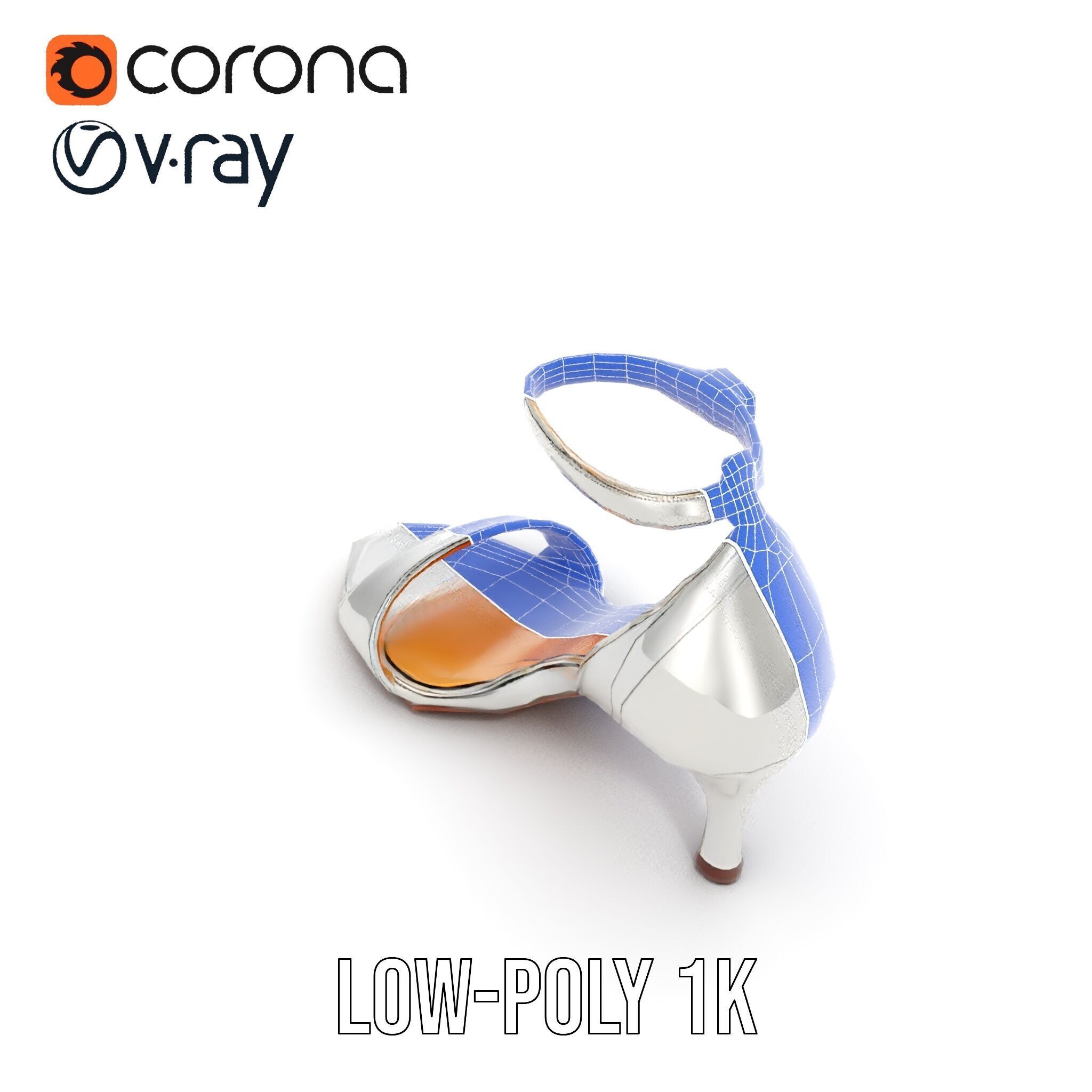Silver High Heel Sandal D Model Pack Low-poly 3D model_18