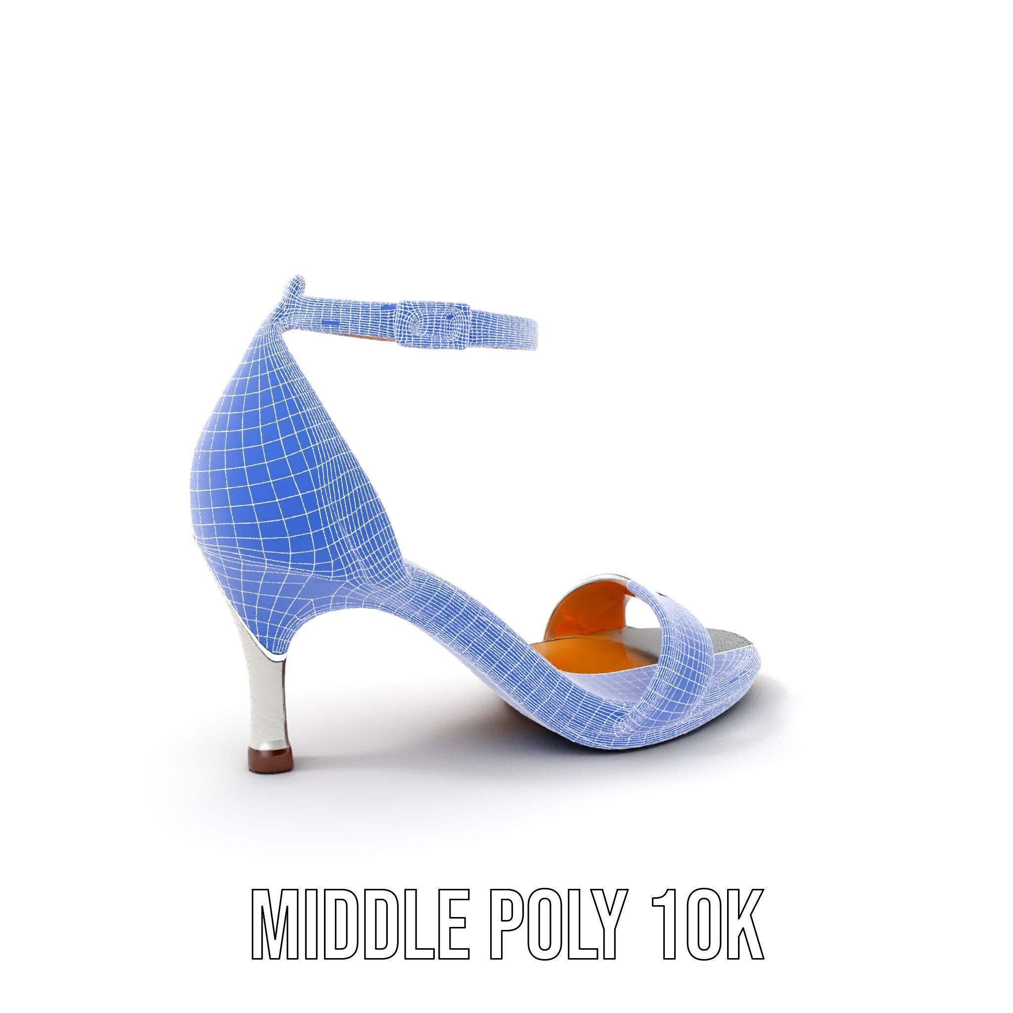 Silver High Heel Sandal D Model Pack Low-poly 3D model_6