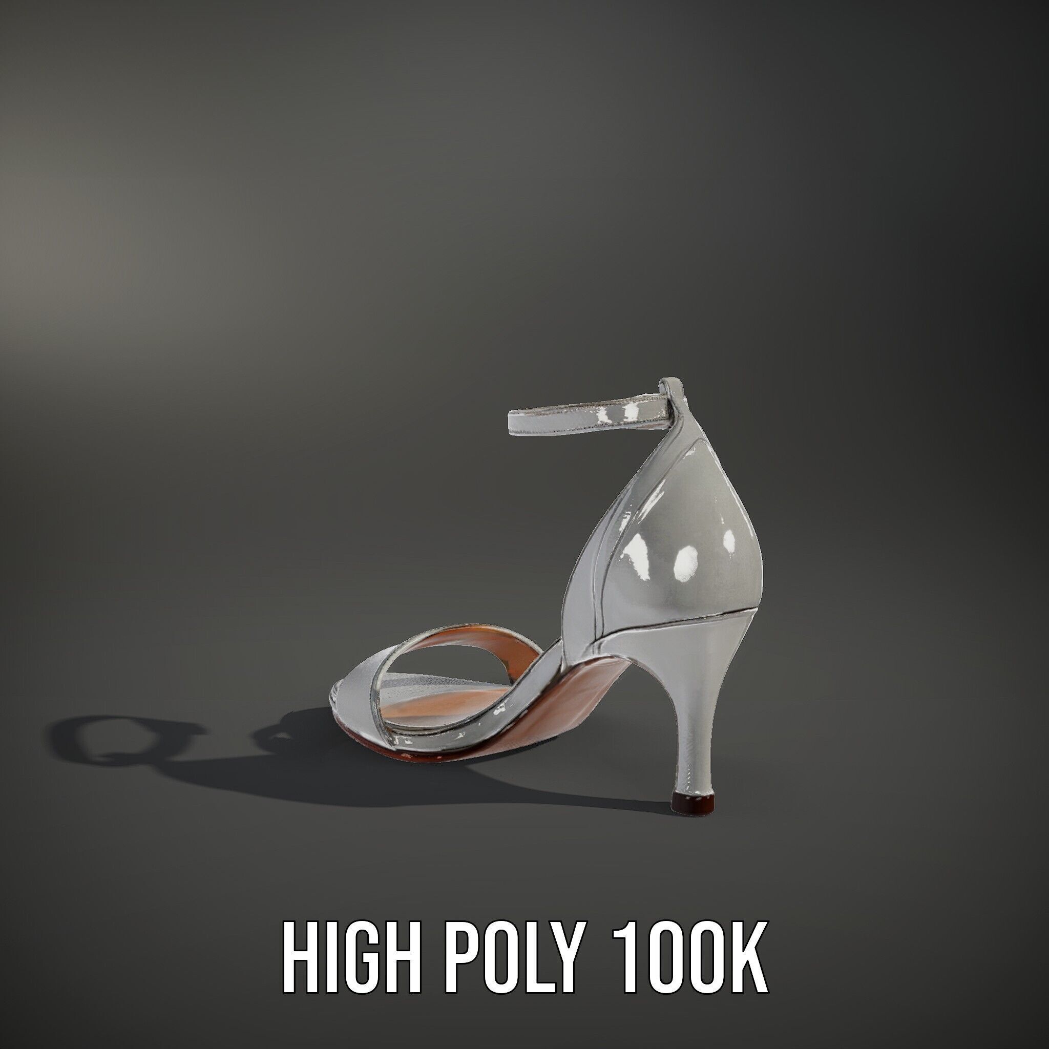 Silver High Heel Sandal D Model Pack Low-poly 3D model_14