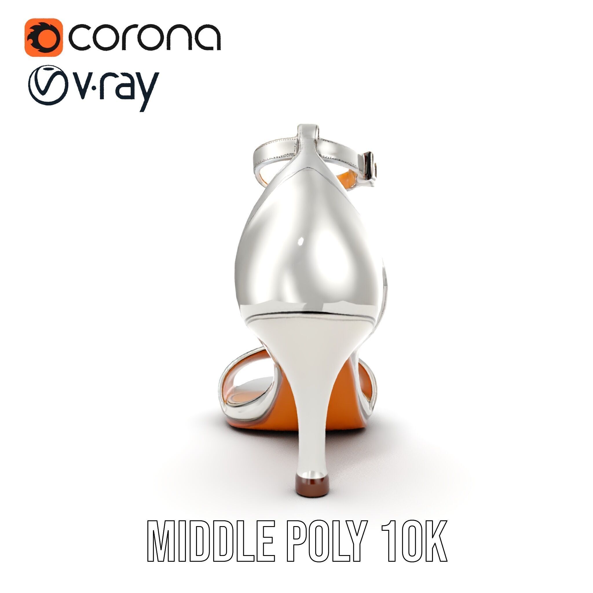 Silver High Heel Sandal D Model Pack Low-poly 3D model_27