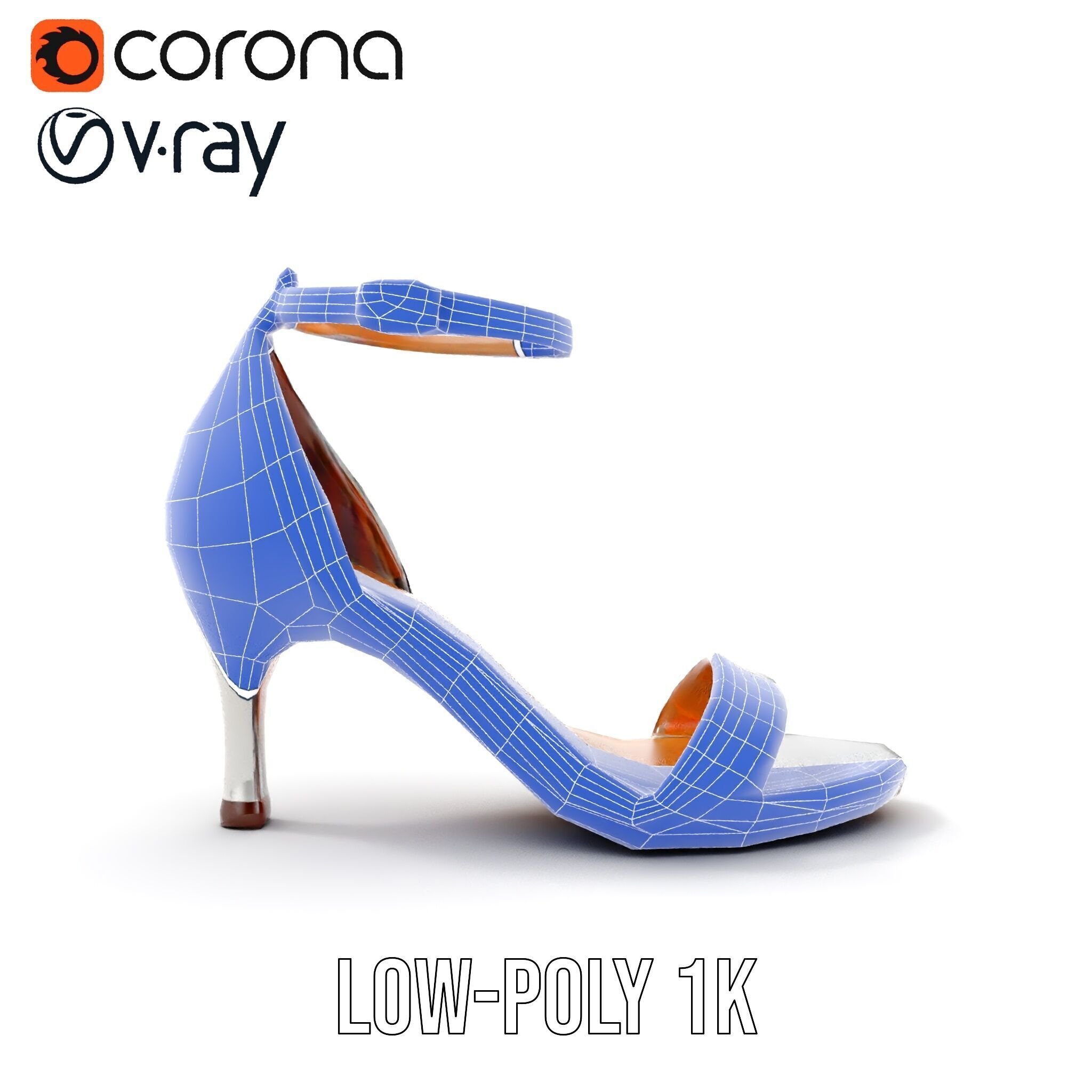 Silver High Heel Sandal D Model Pack Low-poly 3D model_25