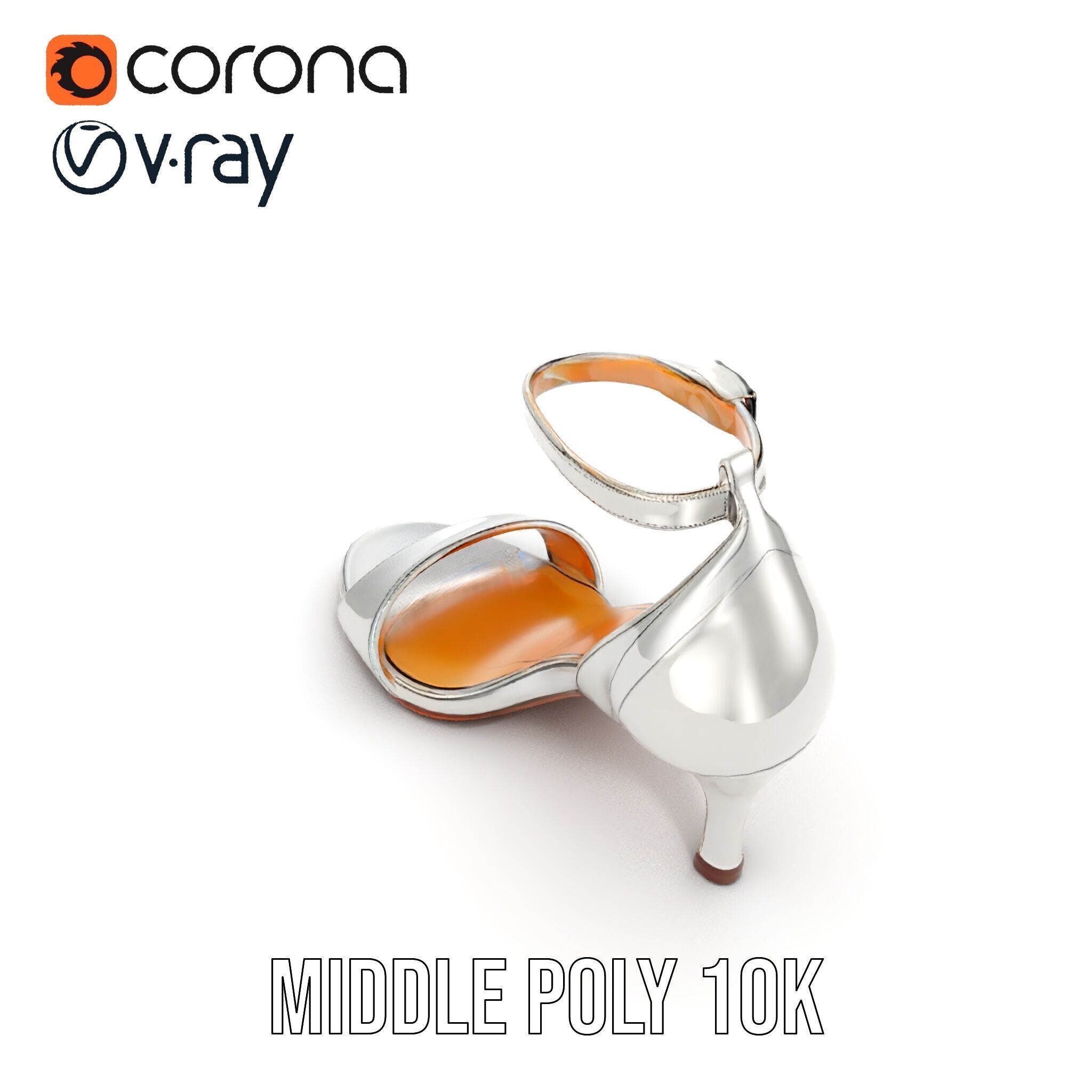 Silver High Heel Sandal D Model Pack Low-poly 3D model_30