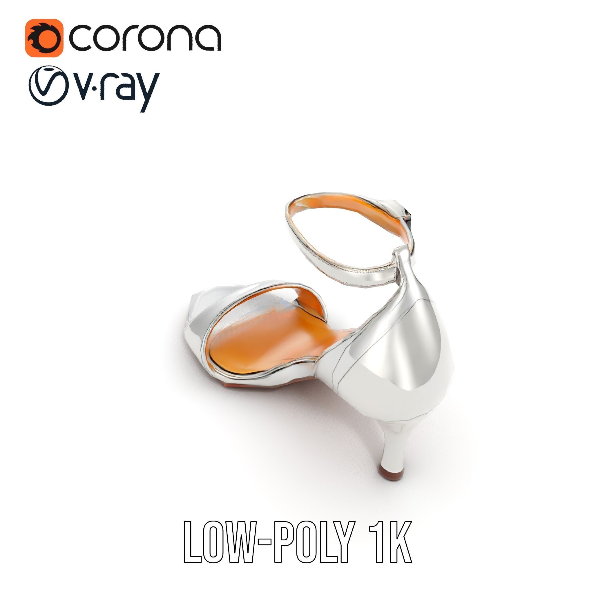 Silver High Heel Sandal D Model Pack Low-poly 3D model_31