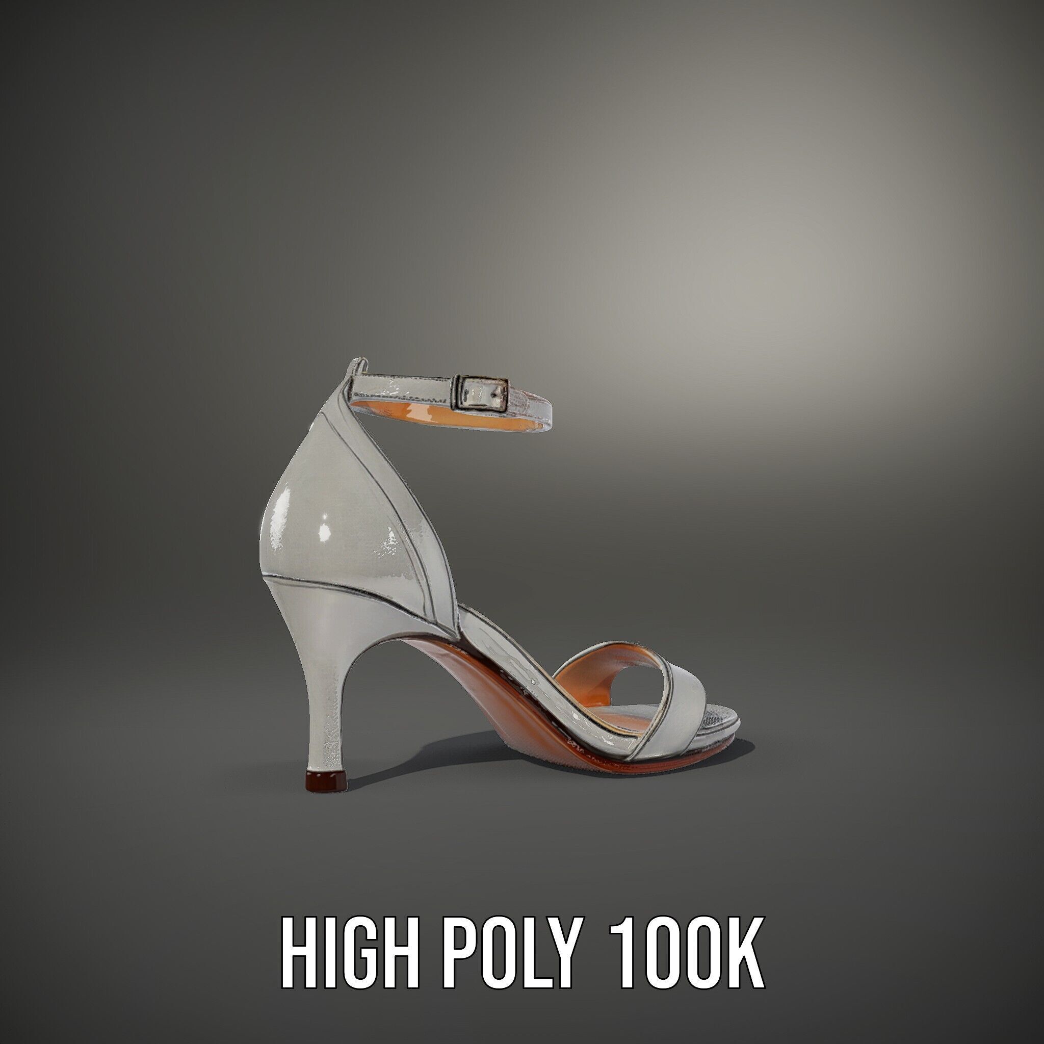 Silver High Heel Sandal D Model Pack Low-poly 3D model_8