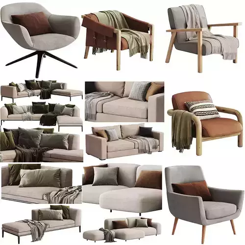 Sofa and Armchair Colection 02 - 10 Items