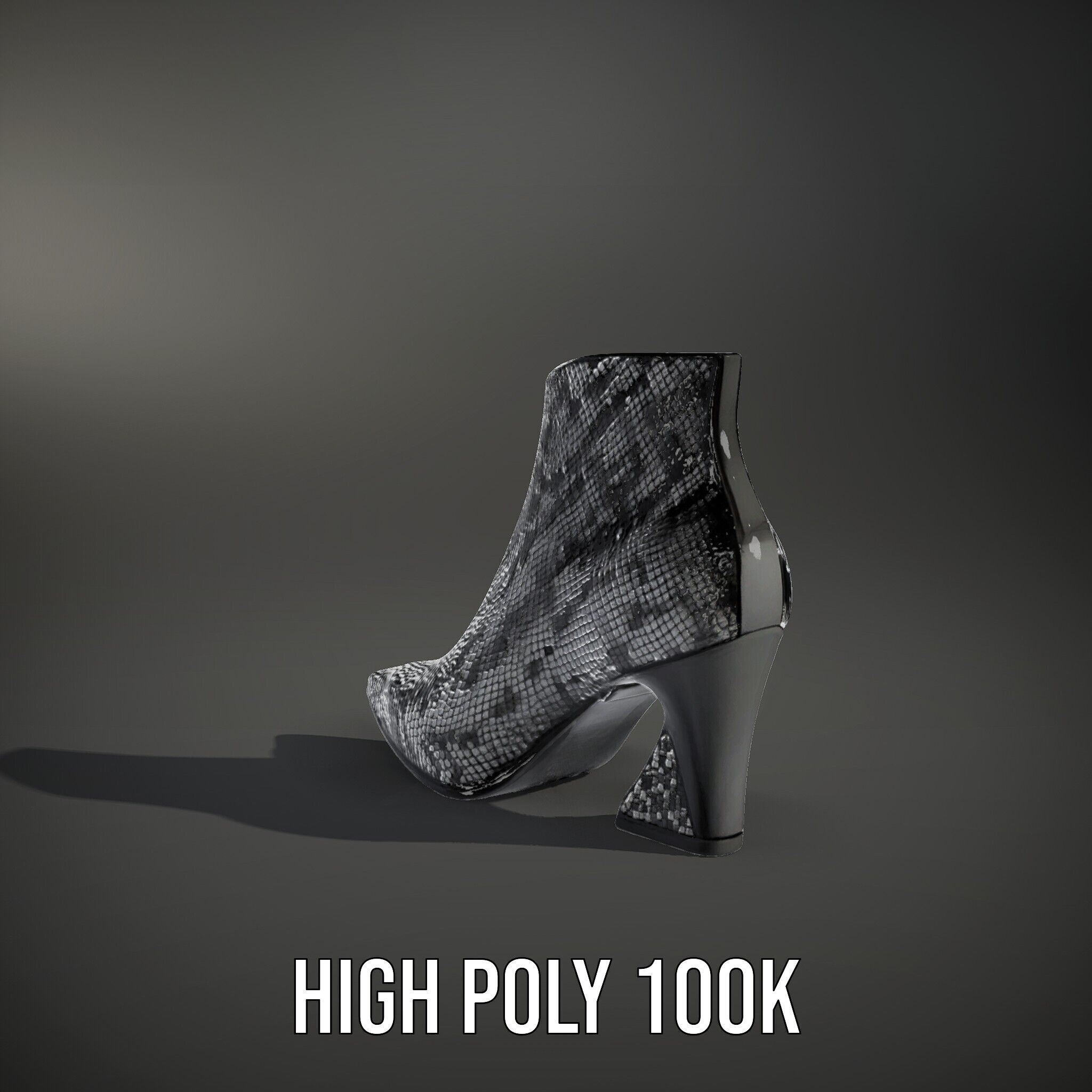 Snake Pattern Ankle Boots D Model Pack Low-poly 3D model_11