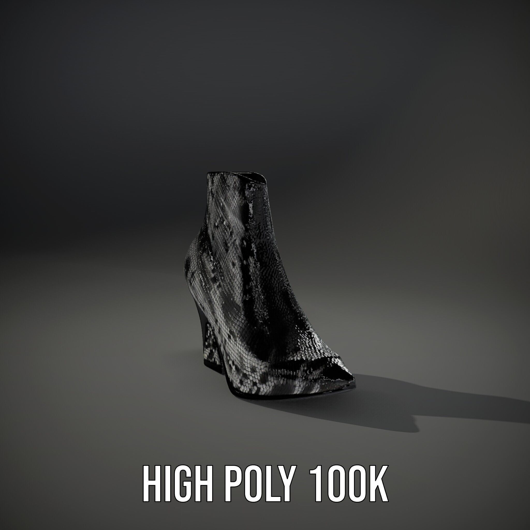 Snake Pattern Ankle Boots D Model Pack Low-poly 3D model_8