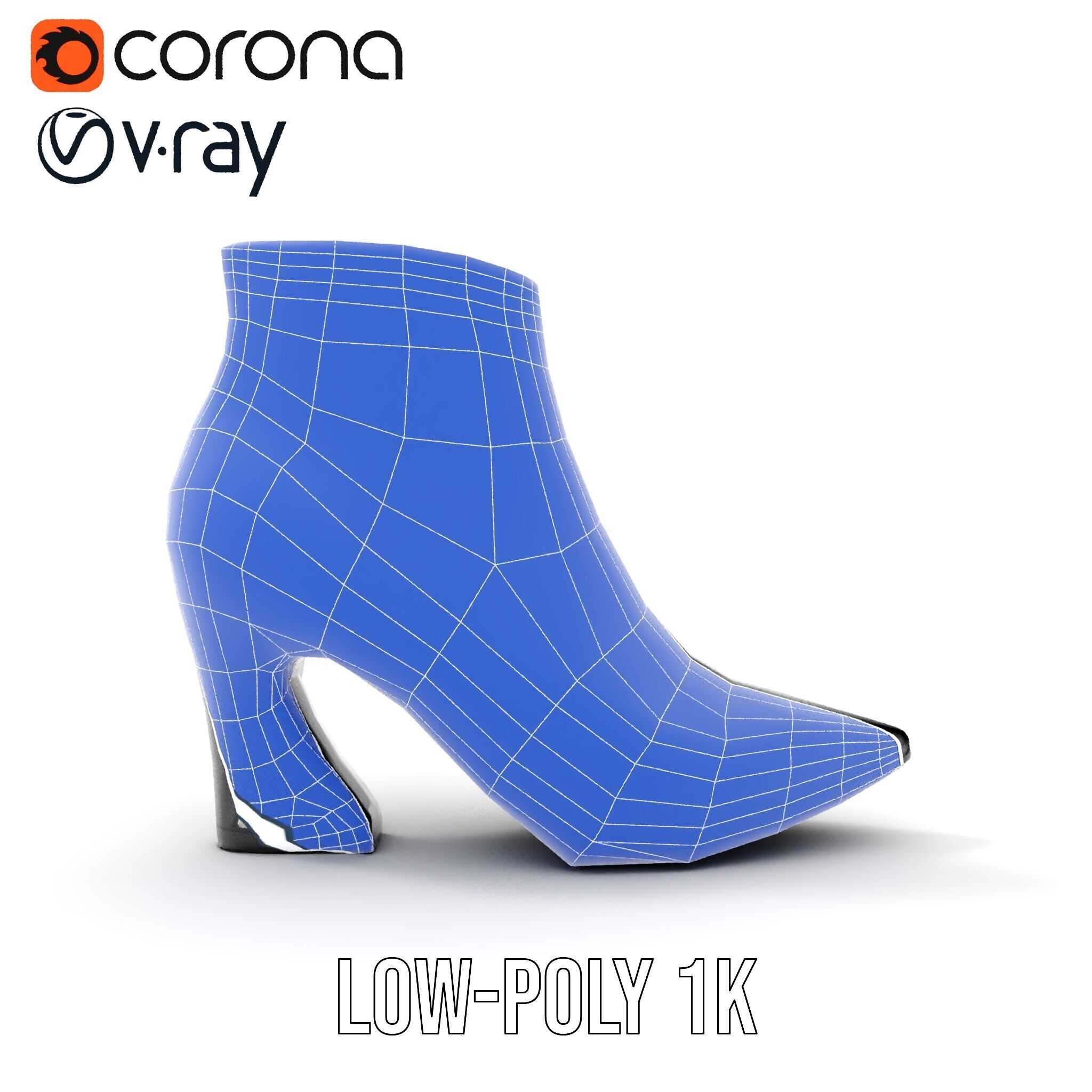 Snake Pattern Ankle Boots D Model Pack Low-poly 3D model_26
