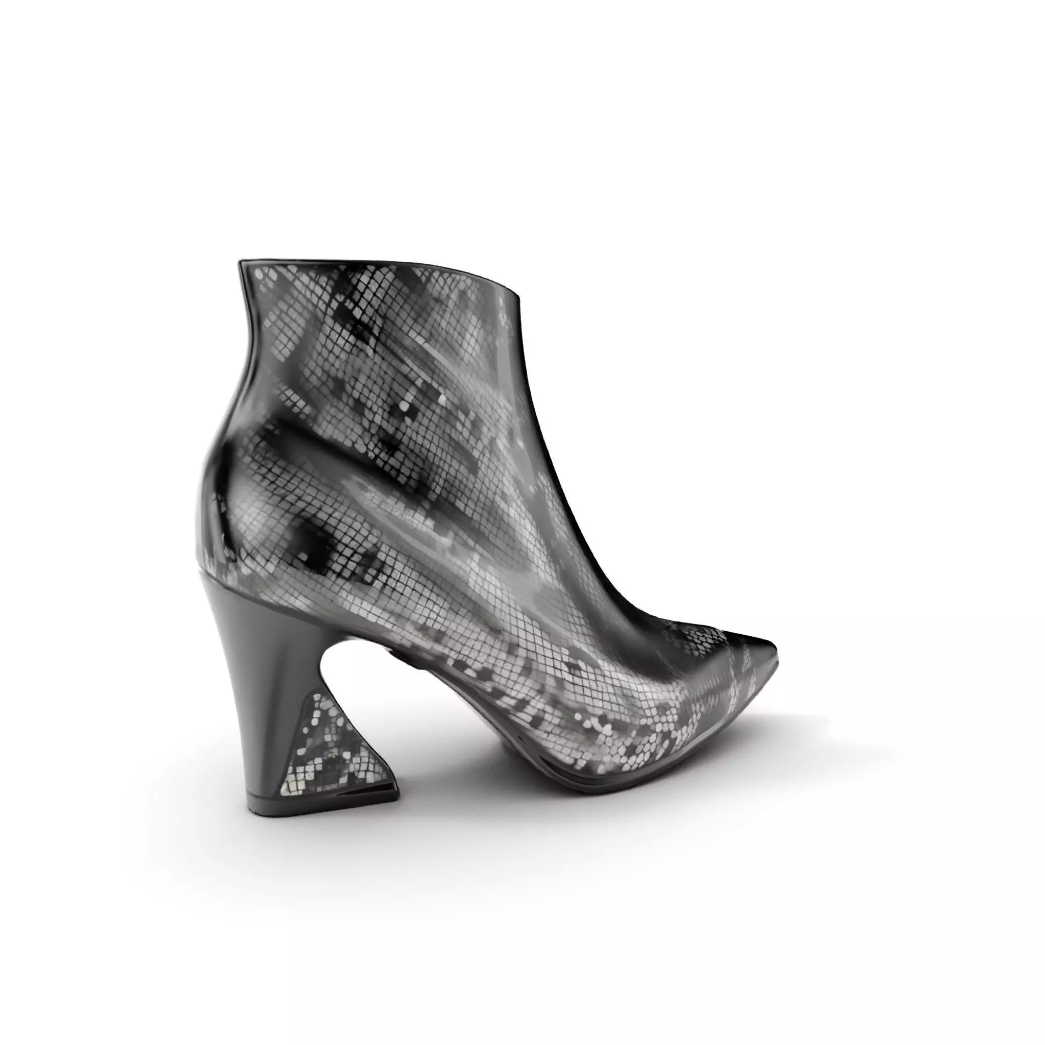 Snake Pattern Ankle Boots D Model Pack Low-poly 3D model_0