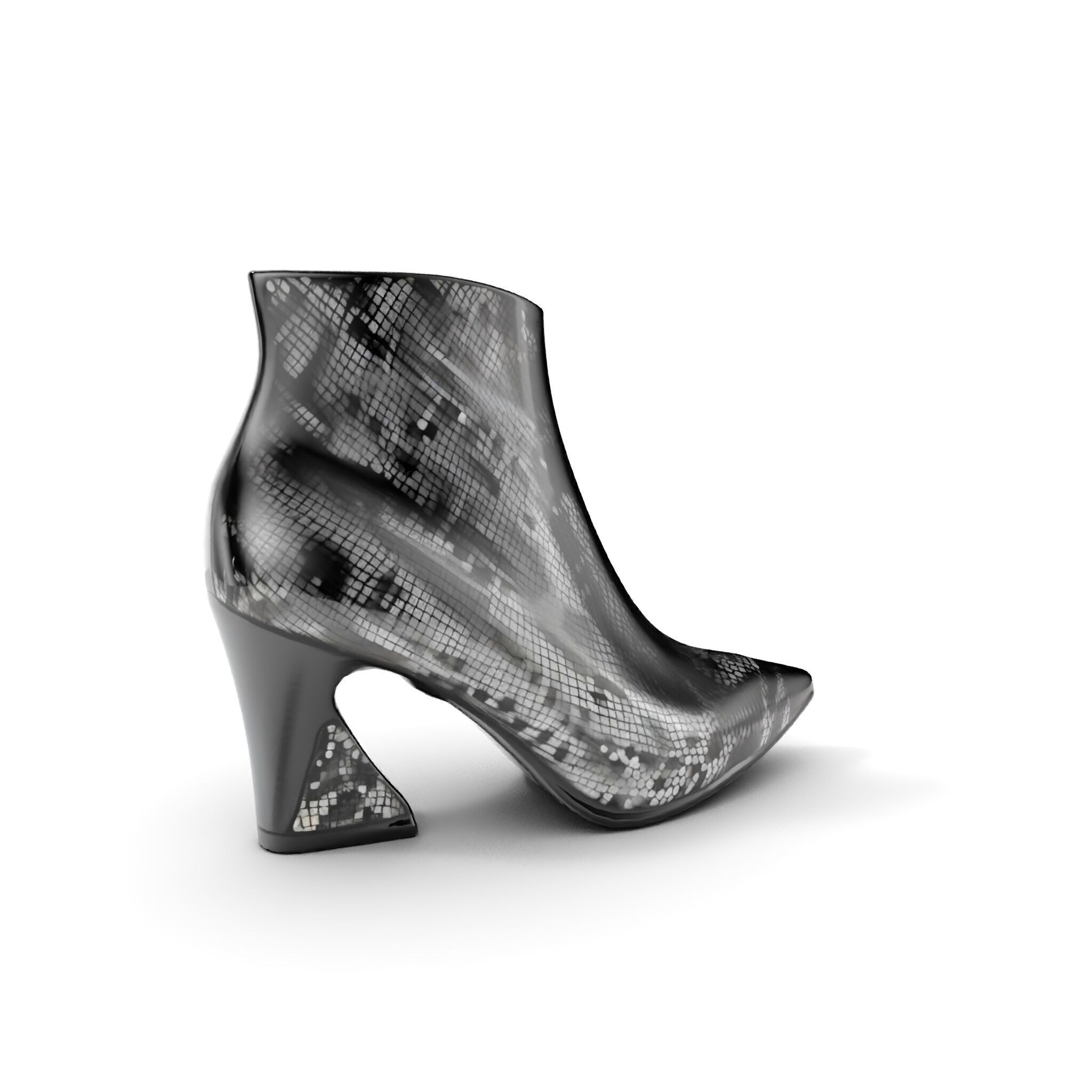 Snake Pattern Ankle Boots D Model Pack Low-poly 3D model_6