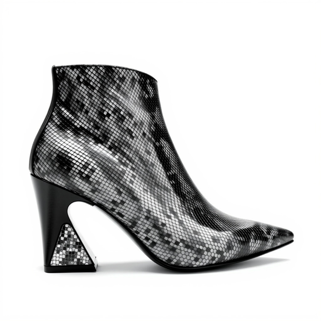 Snake Pattern Ankle Boots D Model Pack Low-poly 3D model_2
