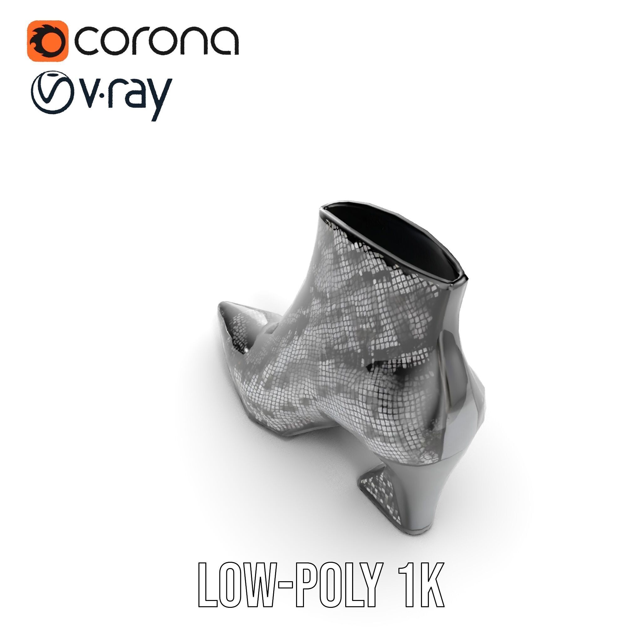Snake Pattern Ankle Boots D Model Pack Low-poly 3D model_13