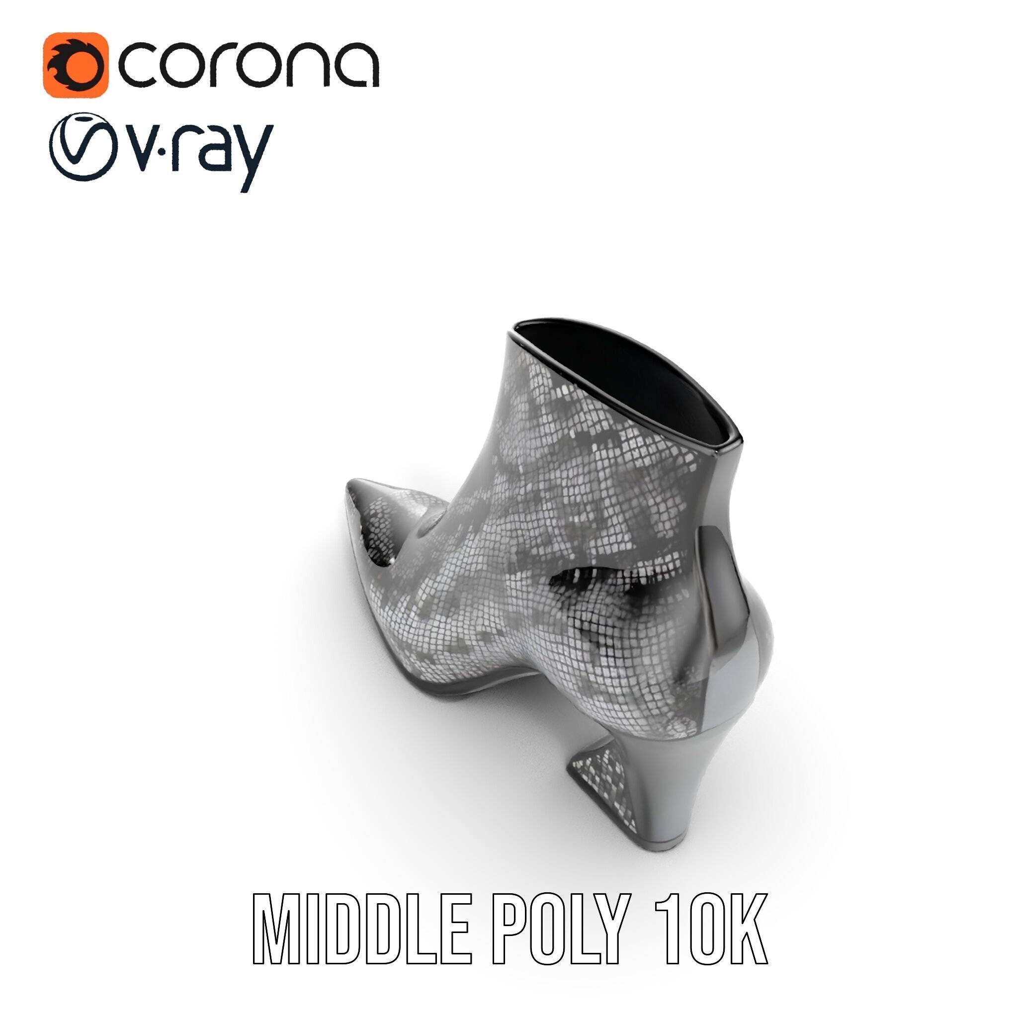 Snake Pattern Ankle Boots D Model Pack Low-poly 3D model_9