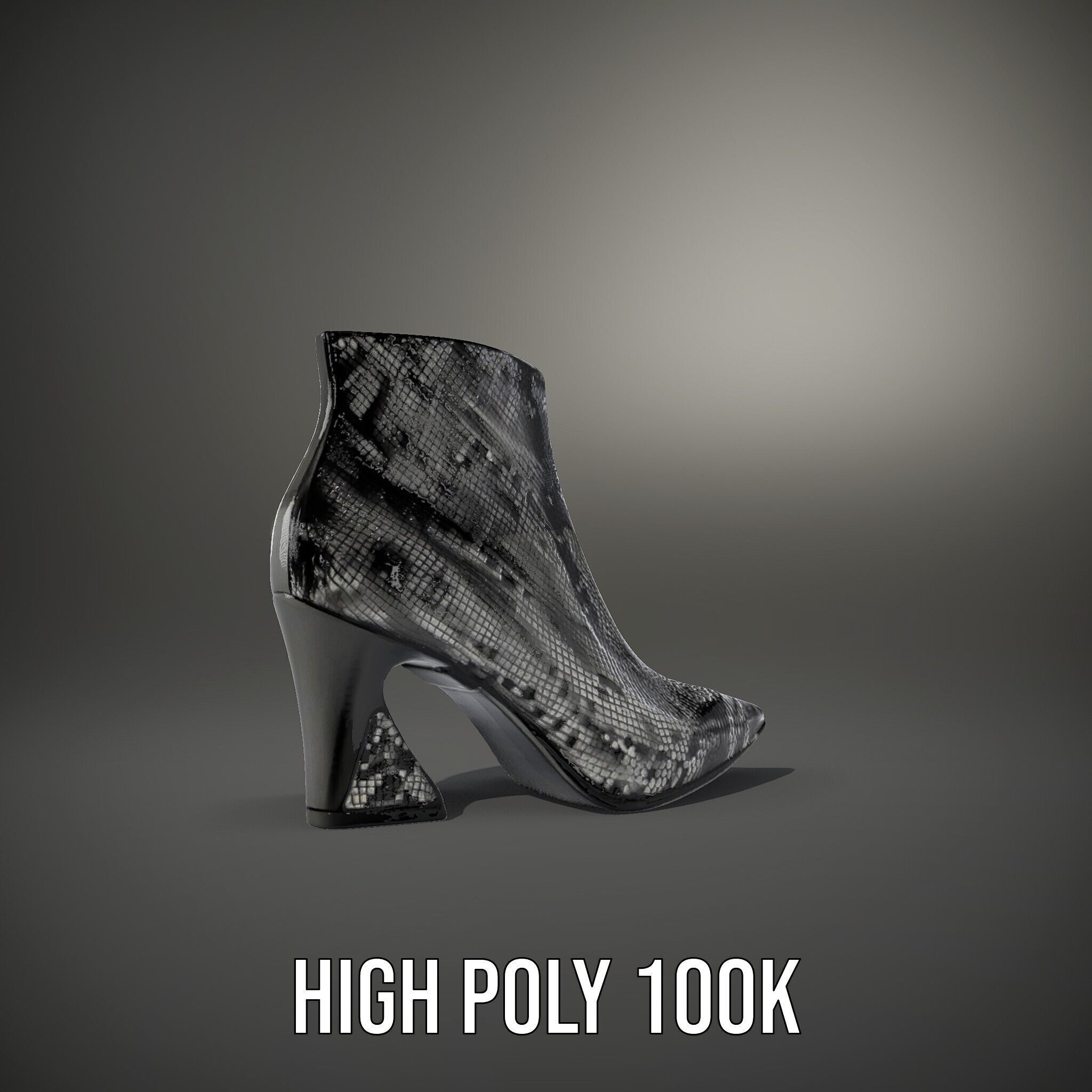 Snake Pattern Ankle Boots D Model Pack Low-poly 3D model_14