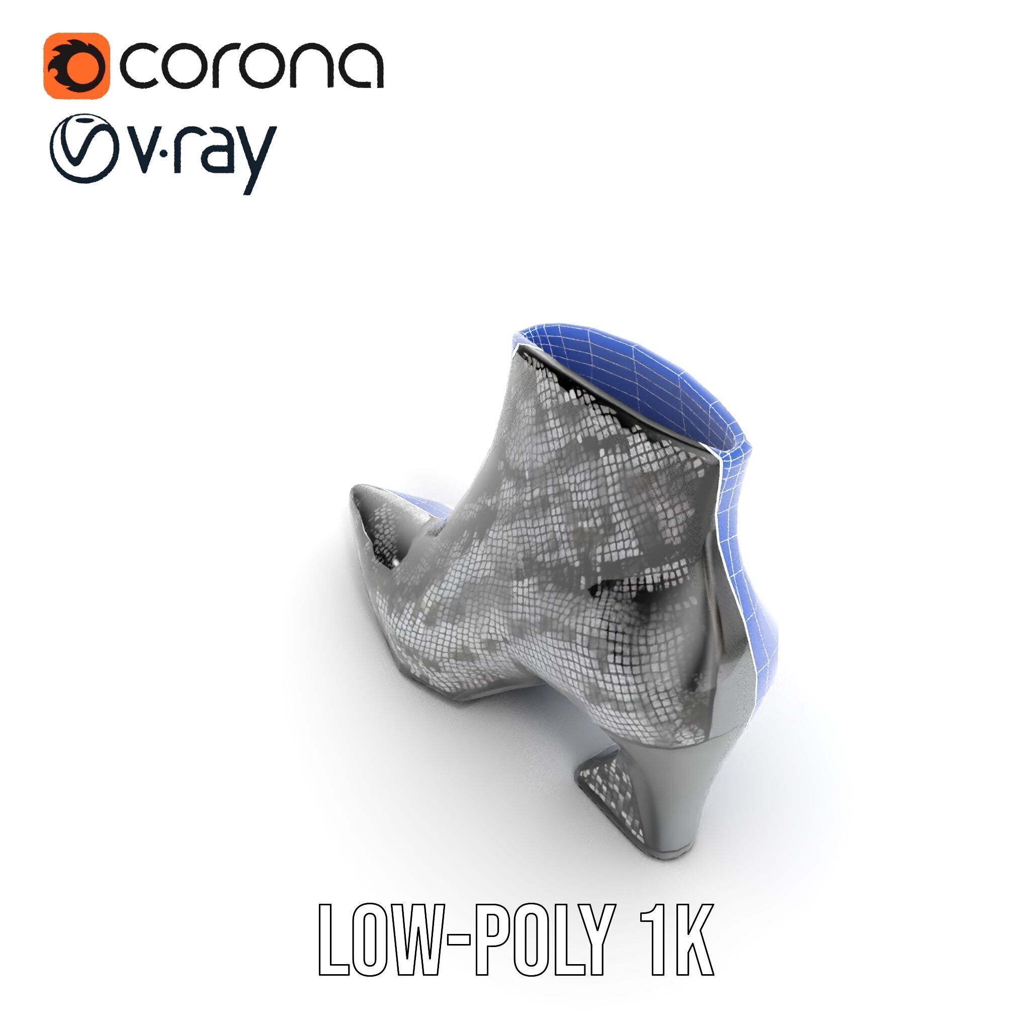 Snake Pattern Ankle Boots D Model Pack Low-poly 3D model_23