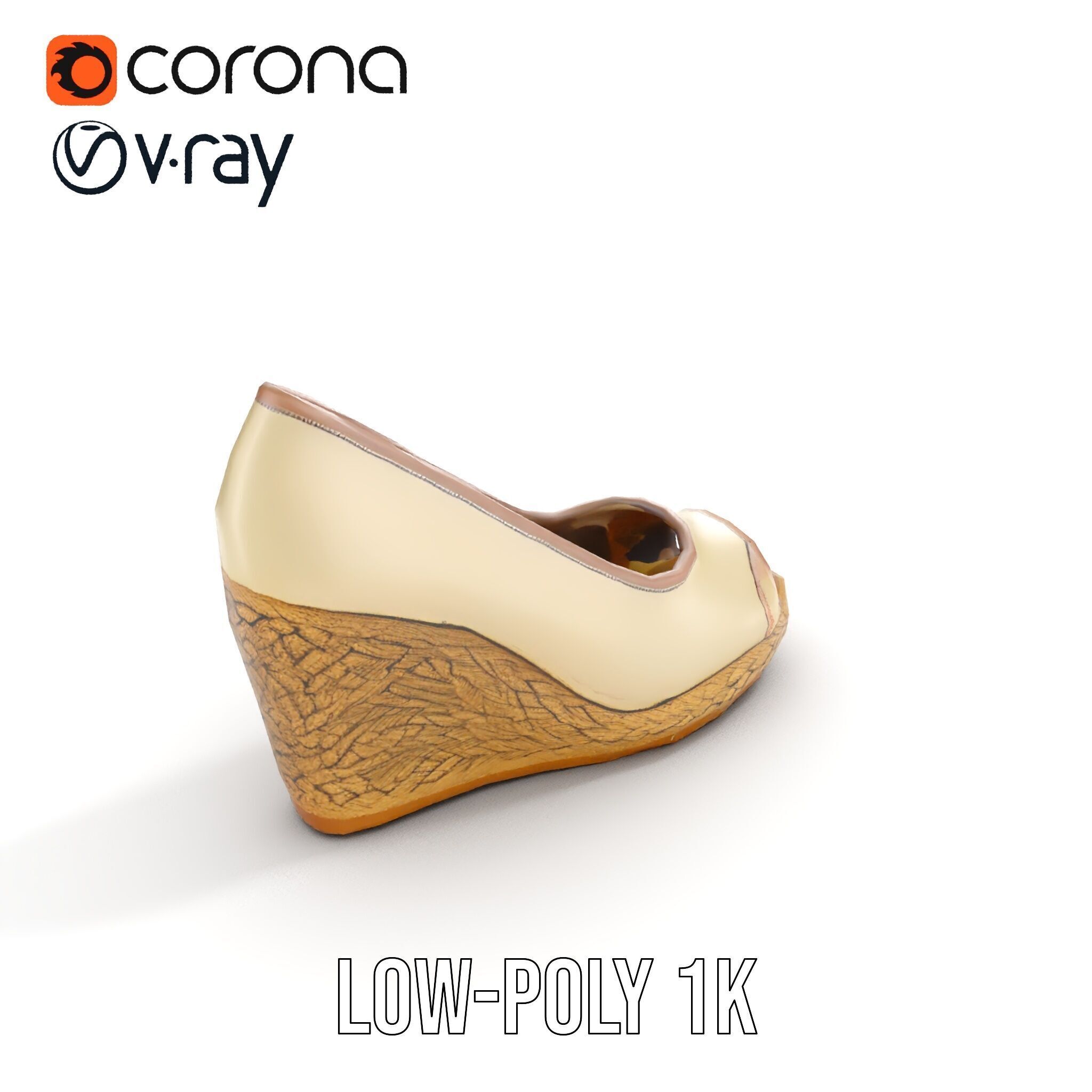 Wedge Heel Shoe Model Pack with PBR Textures Low-poly 3D model_7