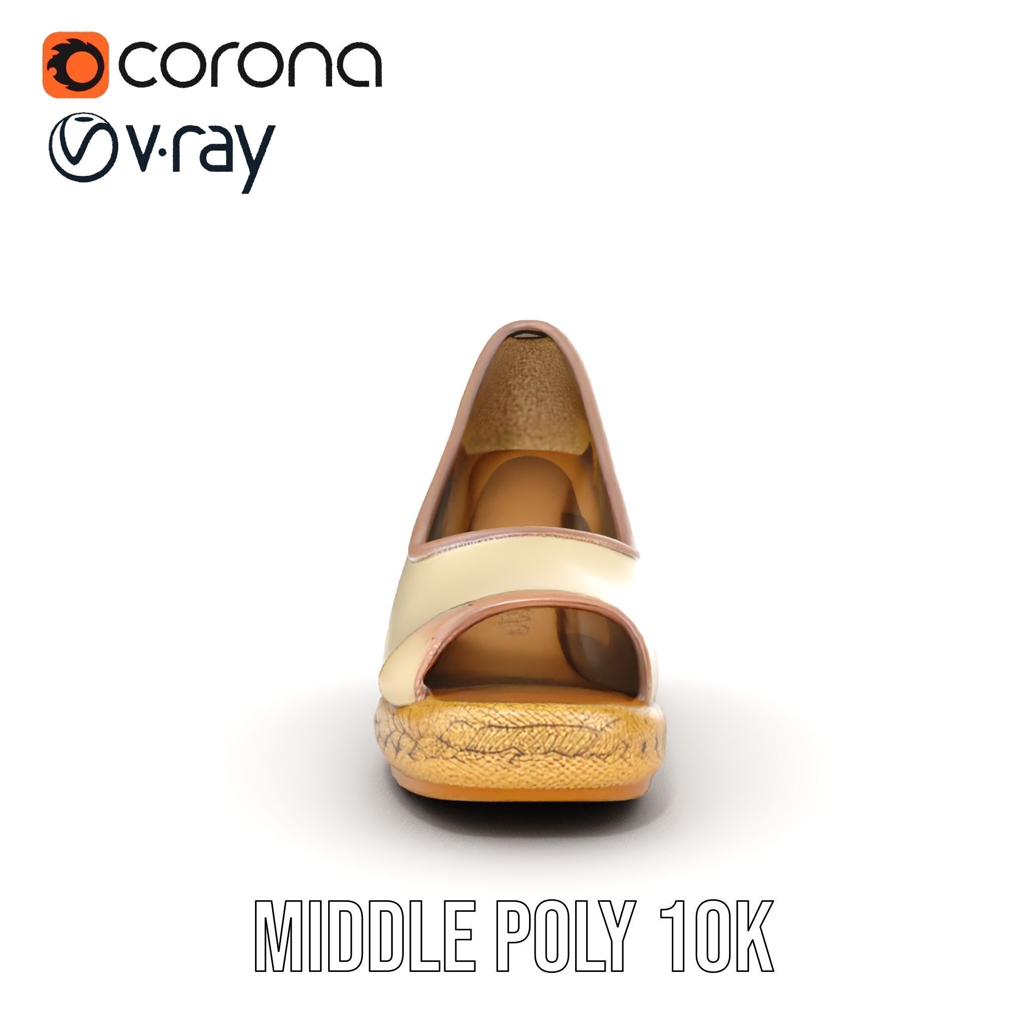 Wedge Heel Shoe Model Pack with PBR Textures Low-poly 3D model_23