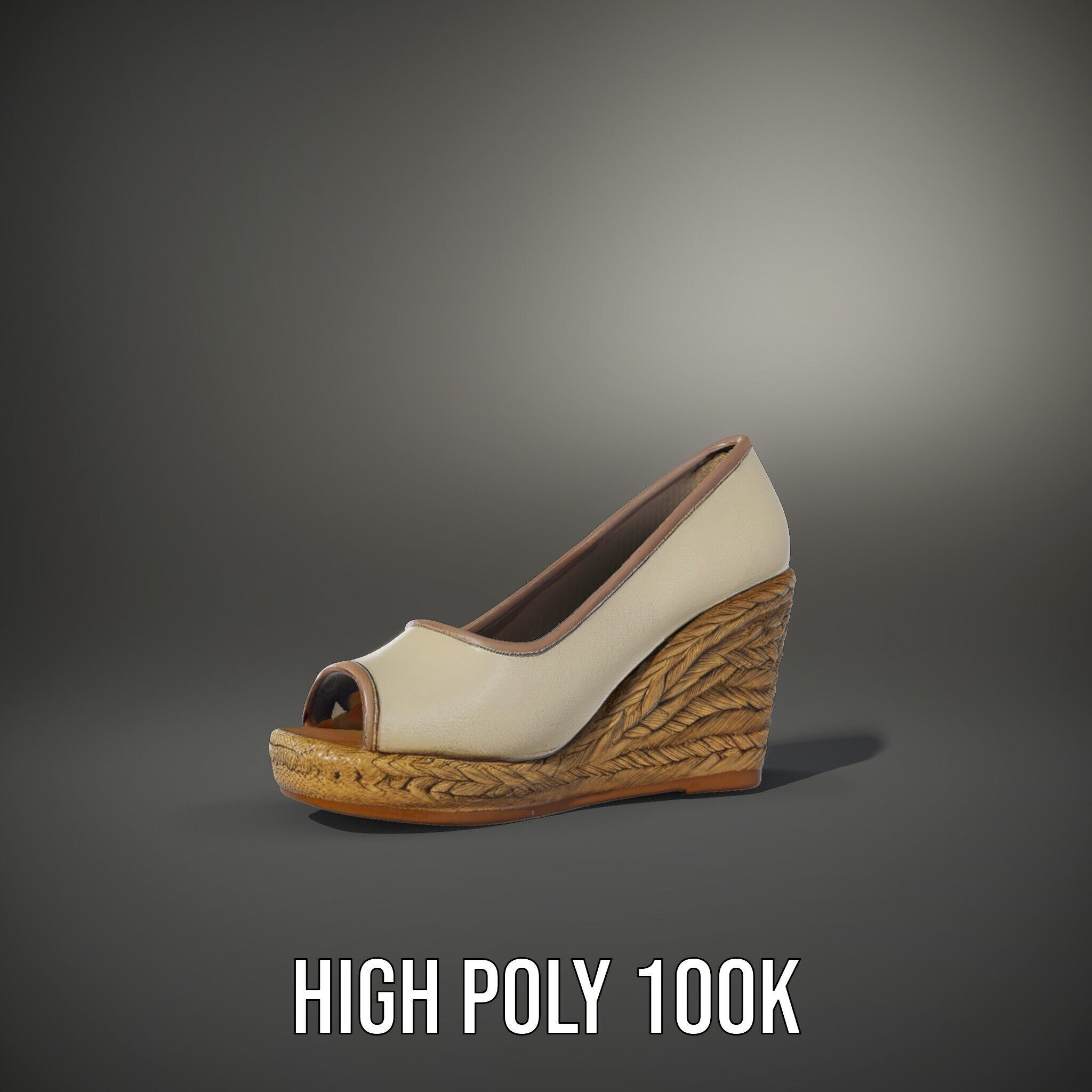 Wedge Heel Shoe Model Pack with PBR Textures Low-poly 3D model_11