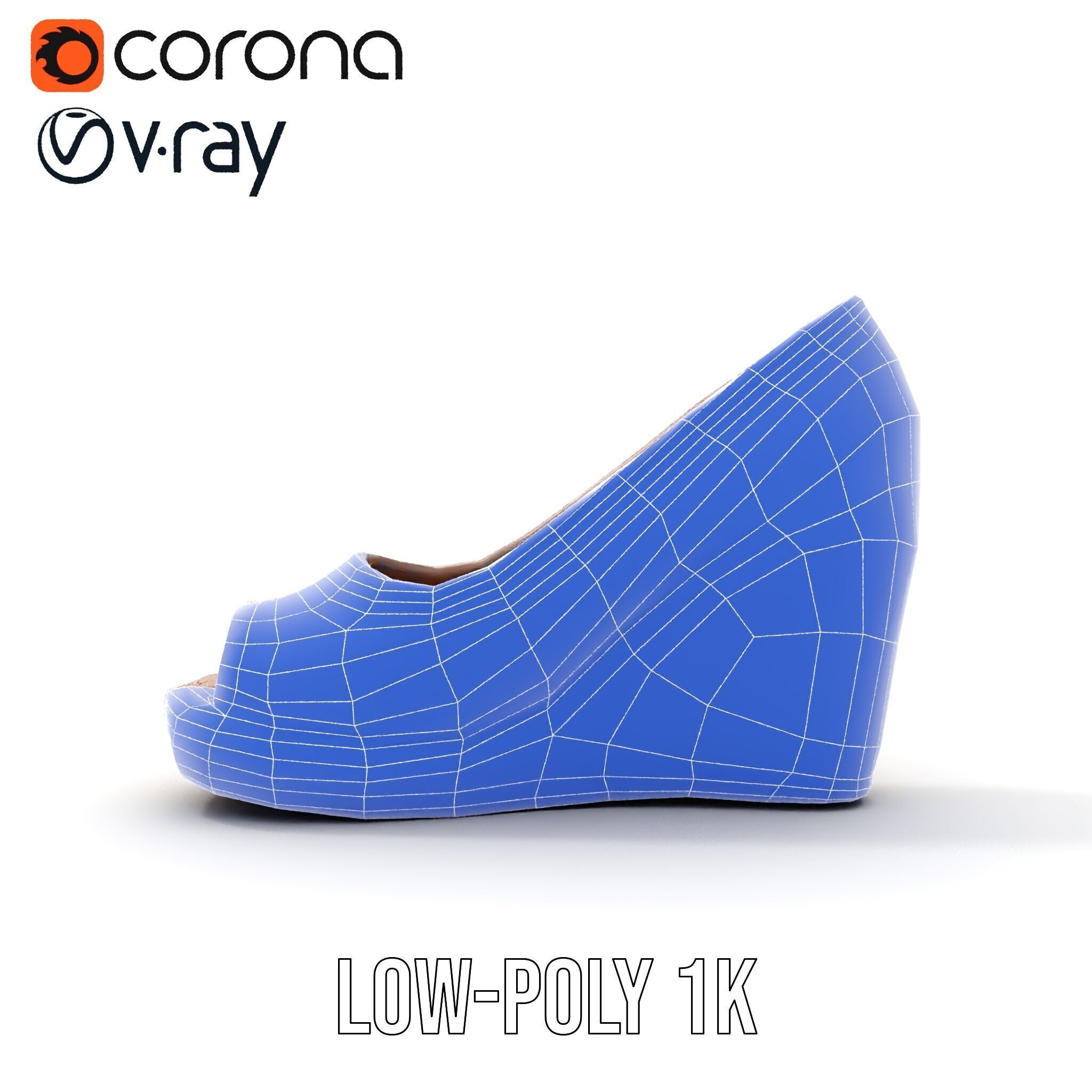 Wedge Heel Shoe Model Pack with PBR Textures Low-poly 3D model_32
