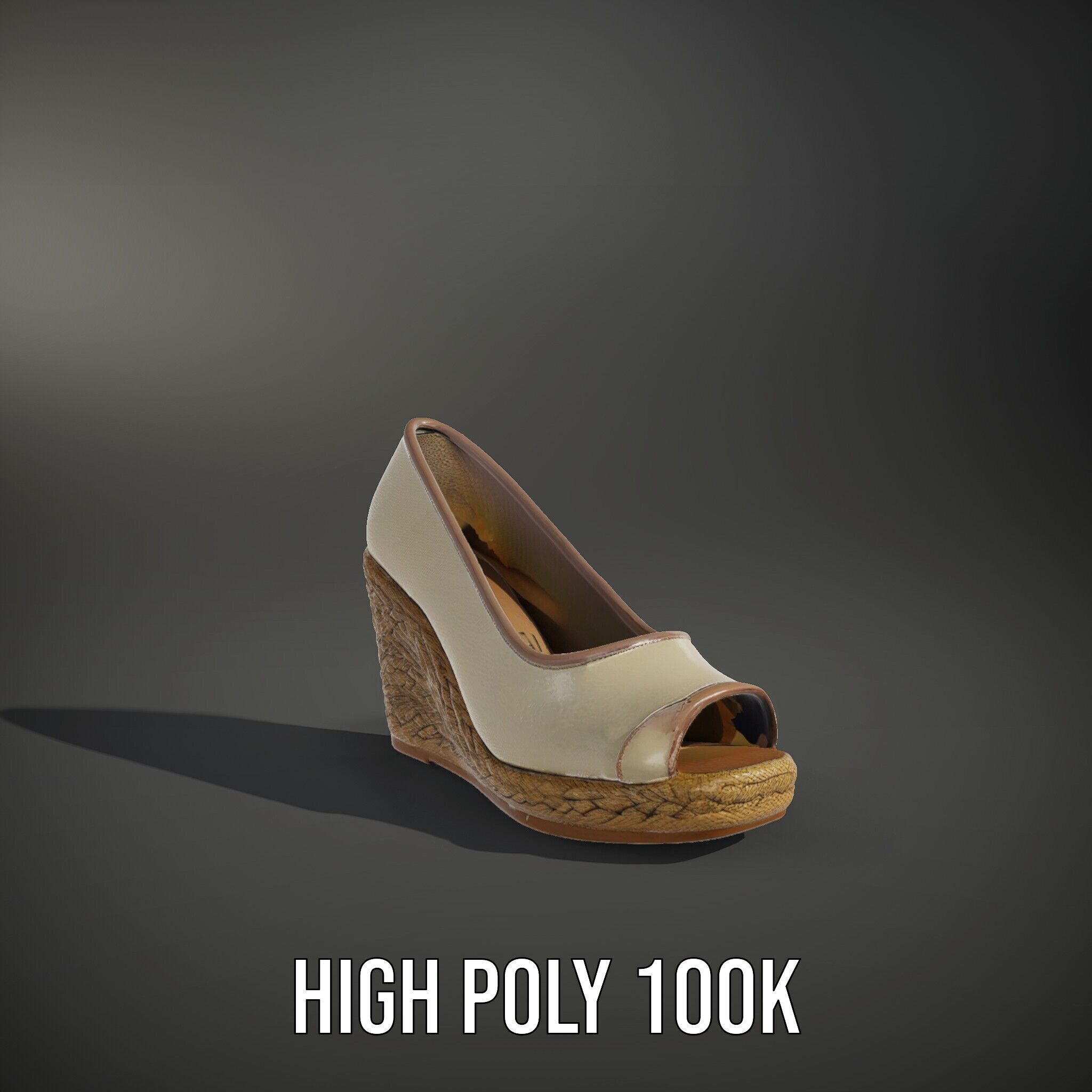 Wedge Heel Shoe Model Pack with PBR Textures Low-poly 3D model_14