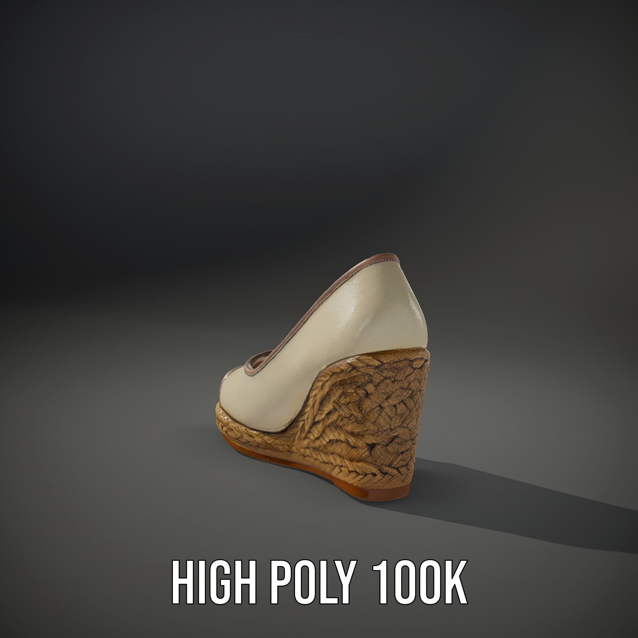 Wedge Heel Shoe Model Pack with PBR Textures Low-poly 3D model_8