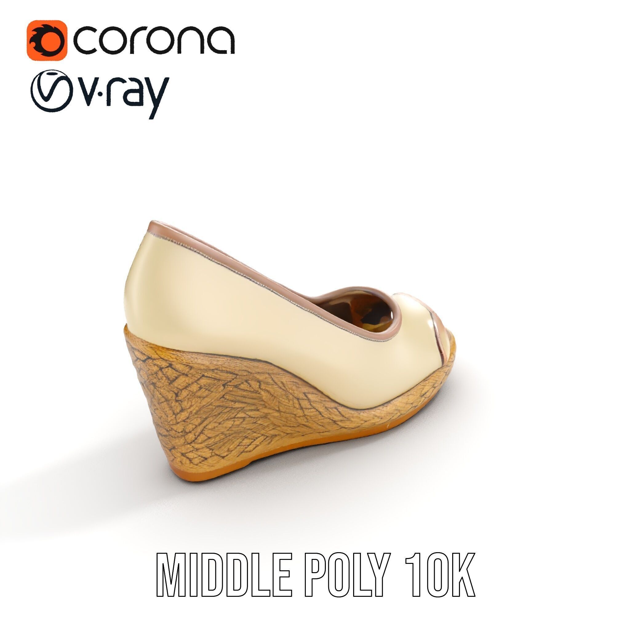 Wedge Heel Shoe Model Pack with PBR Textures Low-poly 3D model_15