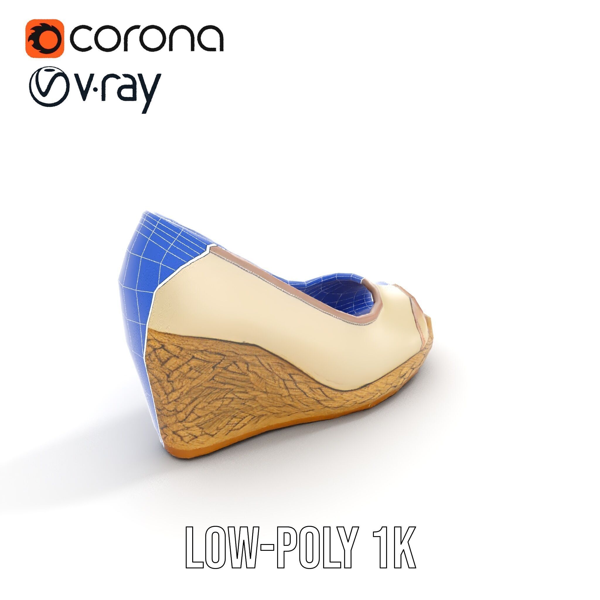 Wedge Heel Shoe Model Pack with PBR Textures Low-poly 3D model_21