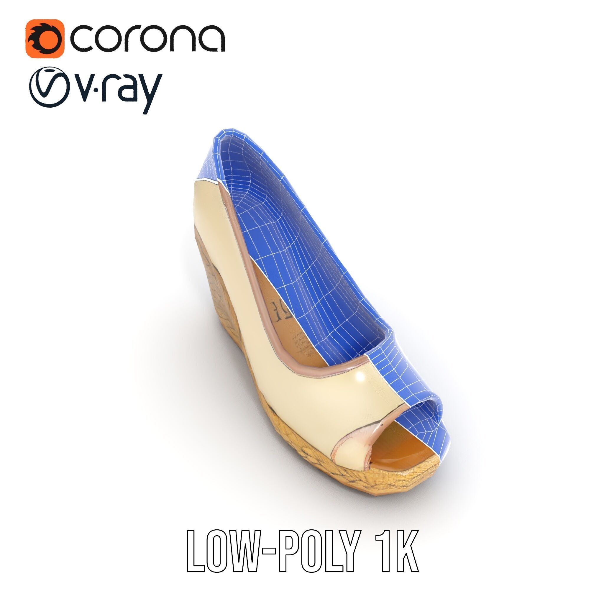 Wedge Heel Shoe Model Pack with PBR Textures Low-poly 3D model_16