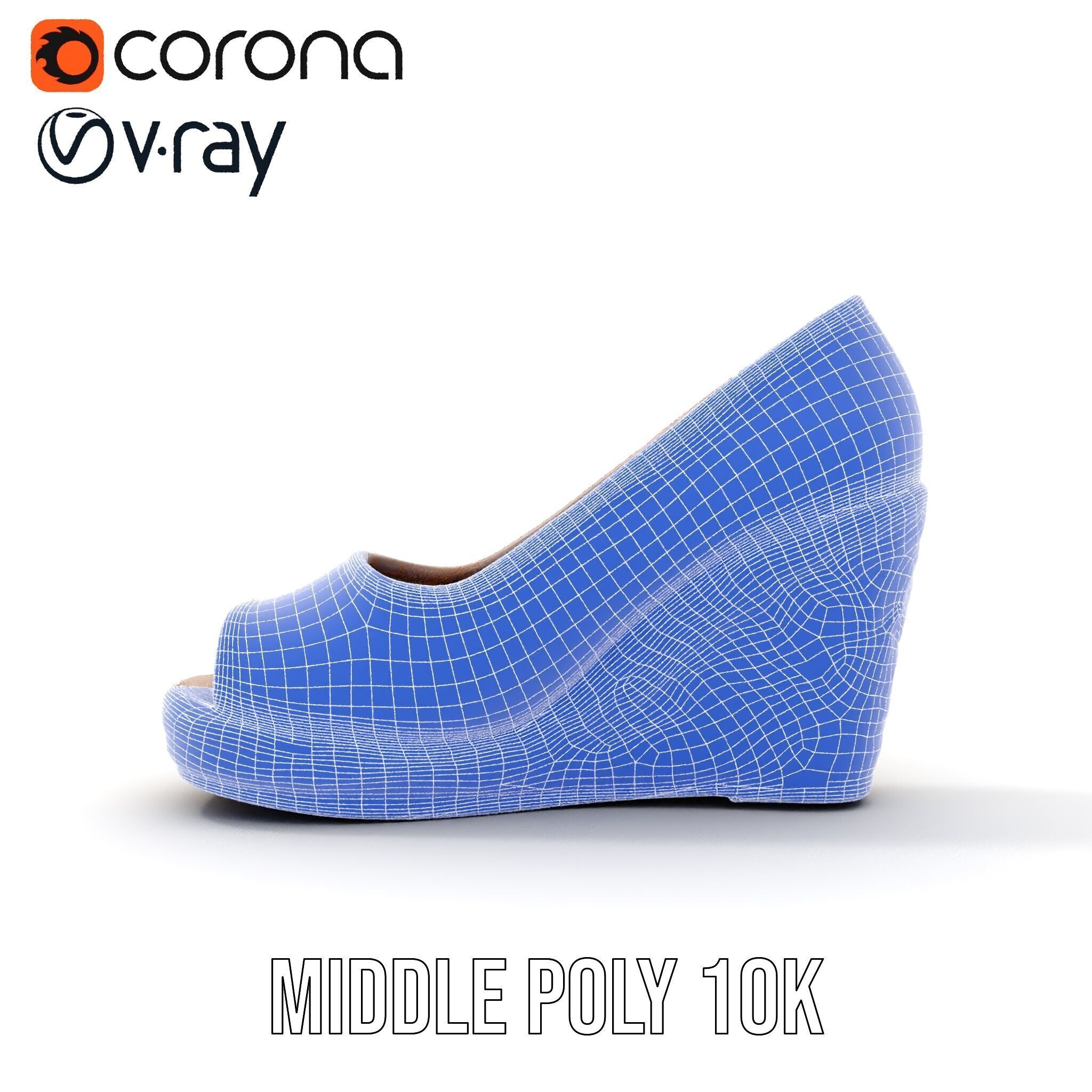 Wedge Heel Shoe Model Pack with PBR Textures Low-poly 3D model_26