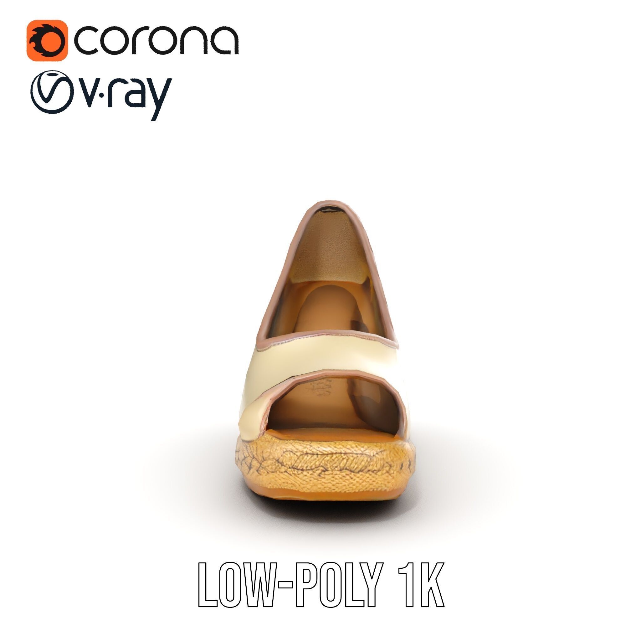 Wedge Heel Shoe Model Pack with PBR Textures Low-poly 3D model_24