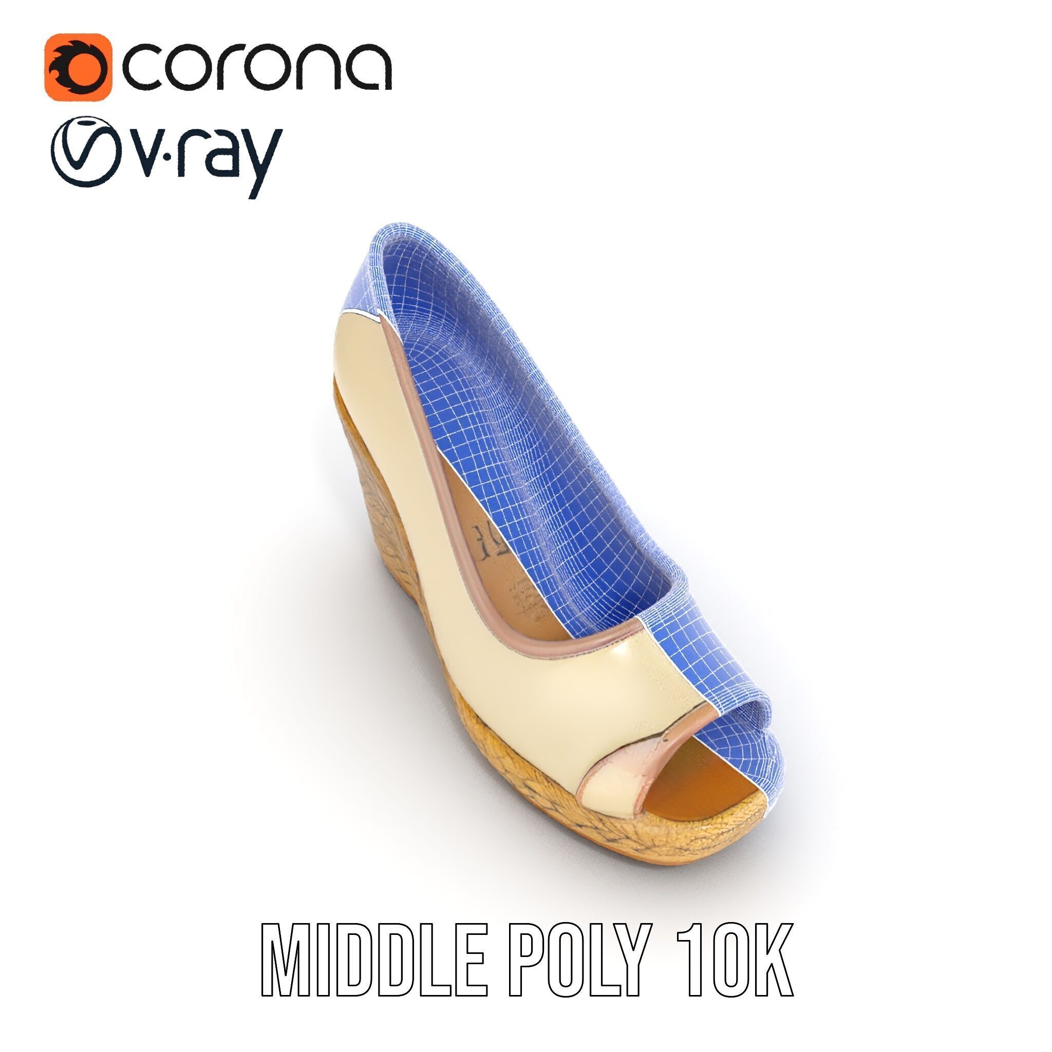 Wedge Heel Shoe Model Pack with PBR Textures Low-poly 3D model_28
