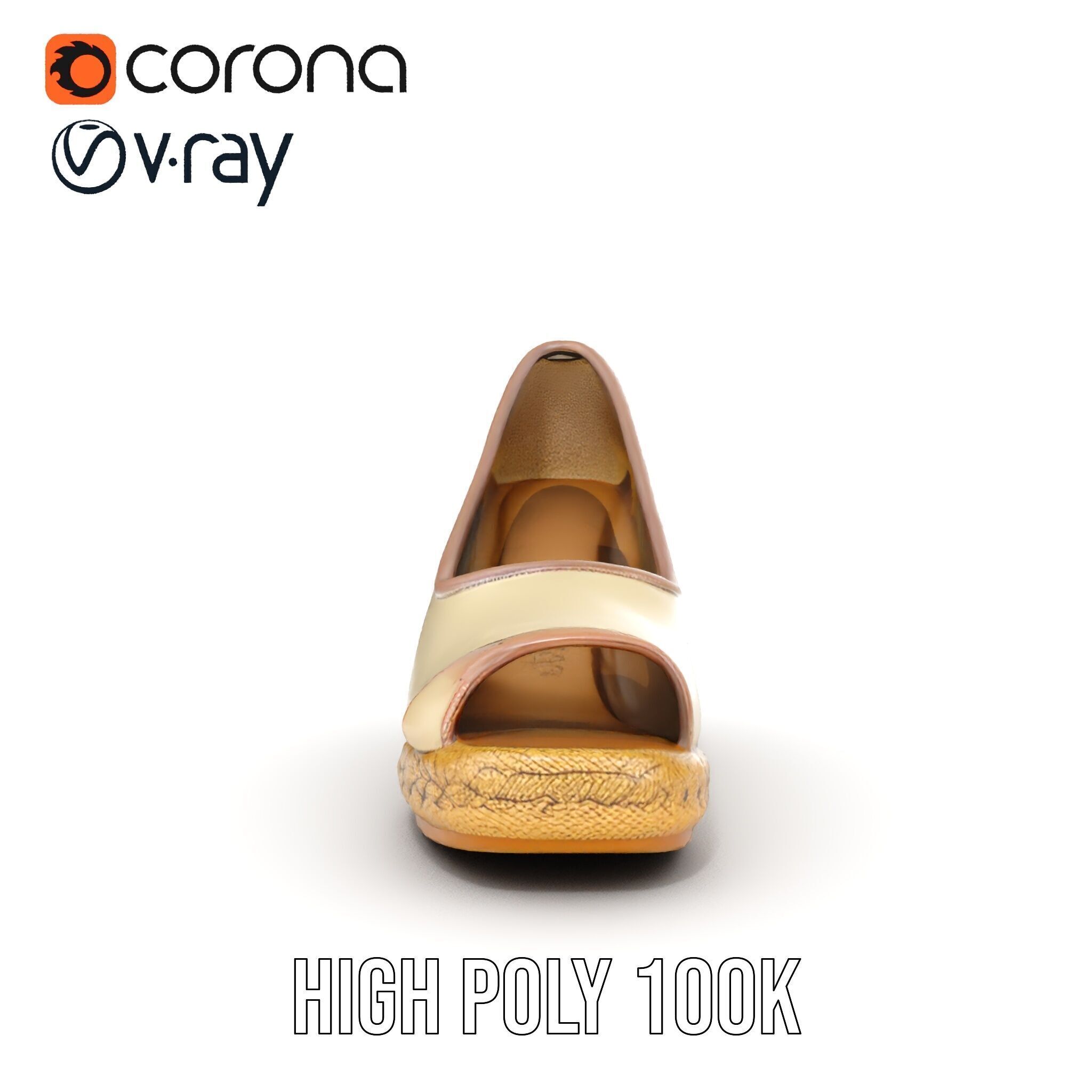 Wedge Heel Shoe Model Pack with PBR Textures Low-poly 3D model_19