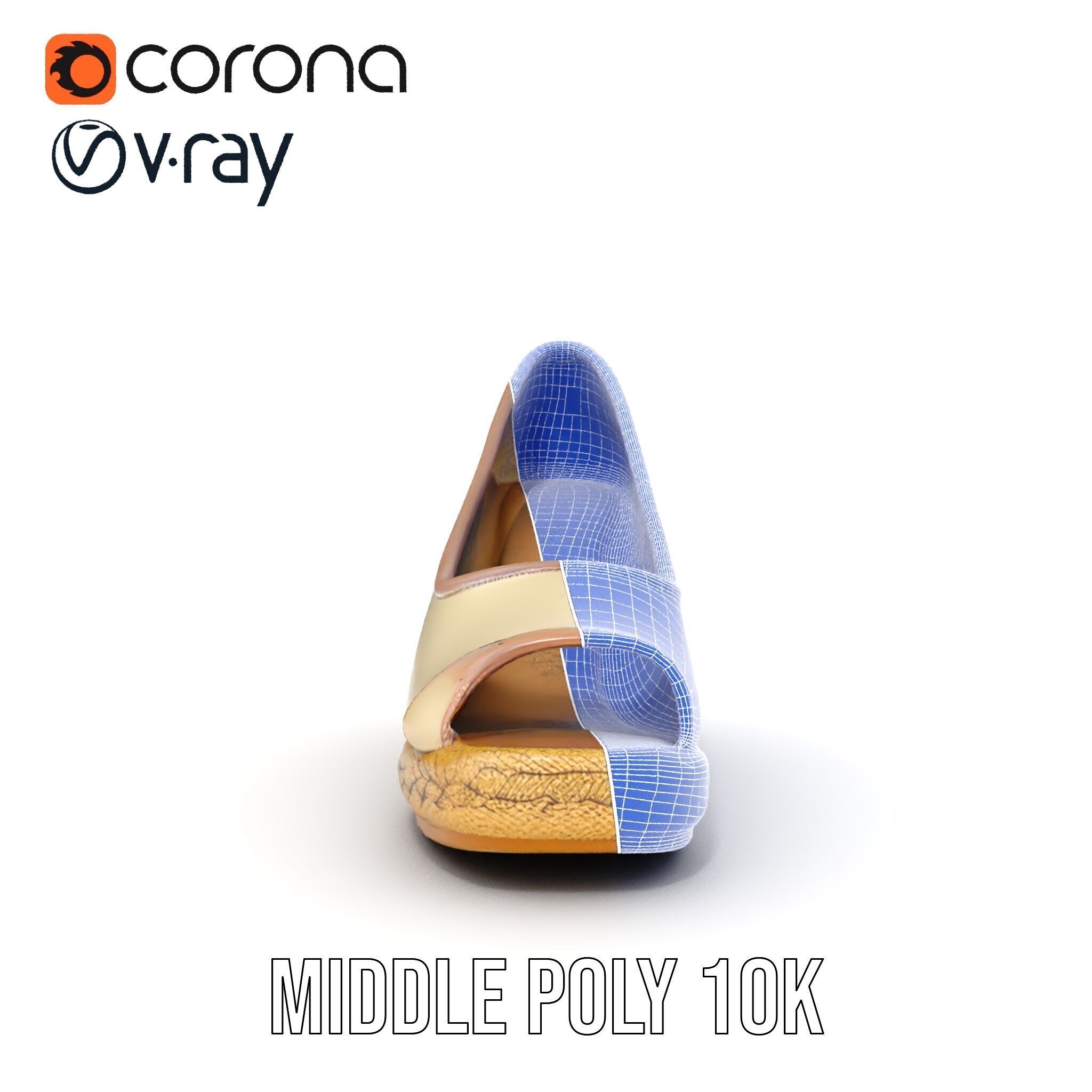 Wedge Heel Shoe Model Pack with PBR Textures Low-poly 3D model_31