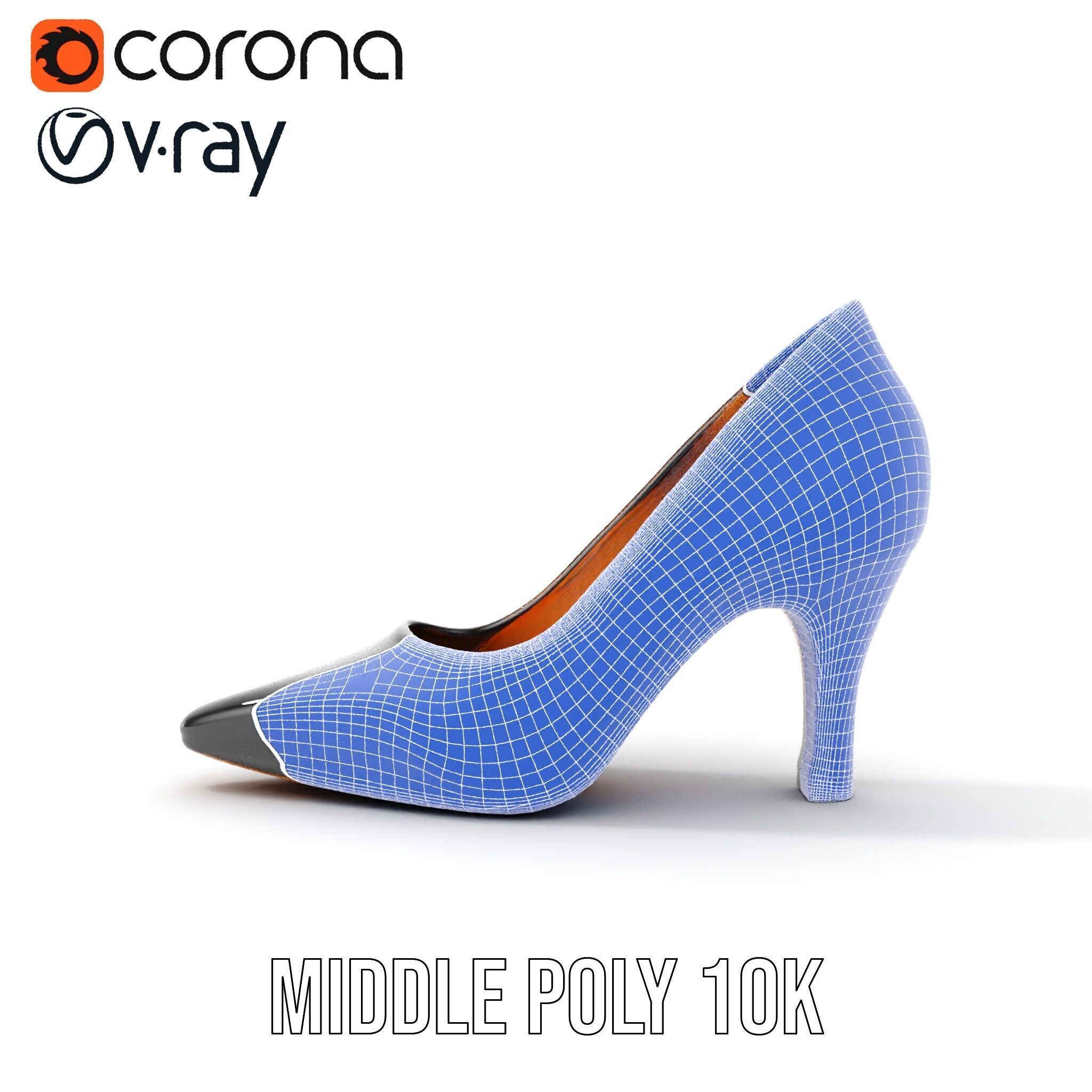 Elegant Black High Heel Shoe Model Pack Low-poly 3D model_30